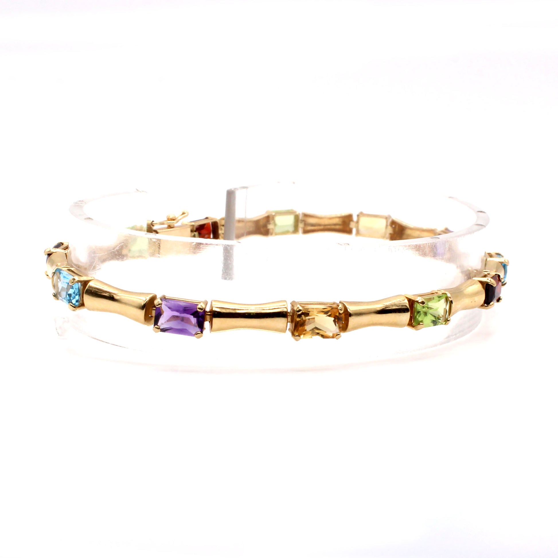14k Yellow Gold Multi Gemstone Bracelet 7.75 Inches