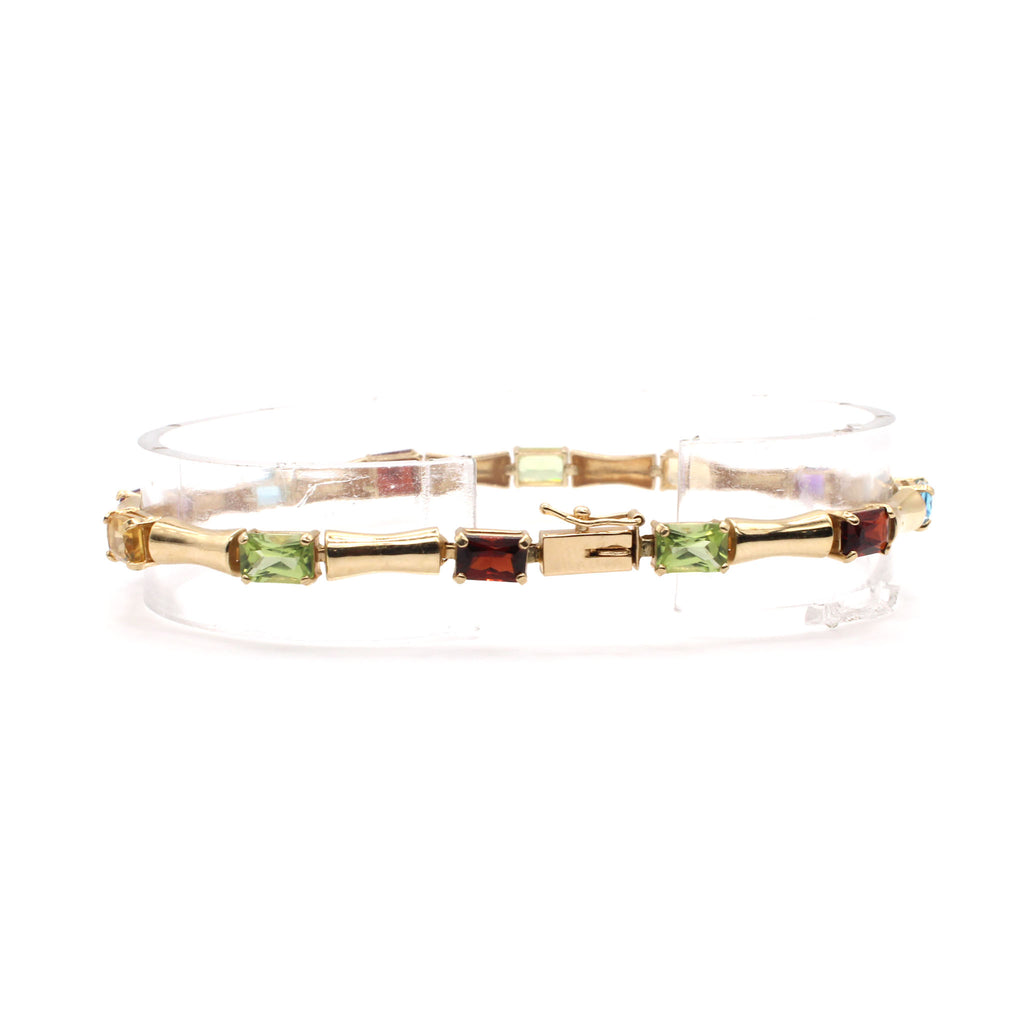 14k Yellow Gold Multi Gemstone Bracelet 7.75 Inches