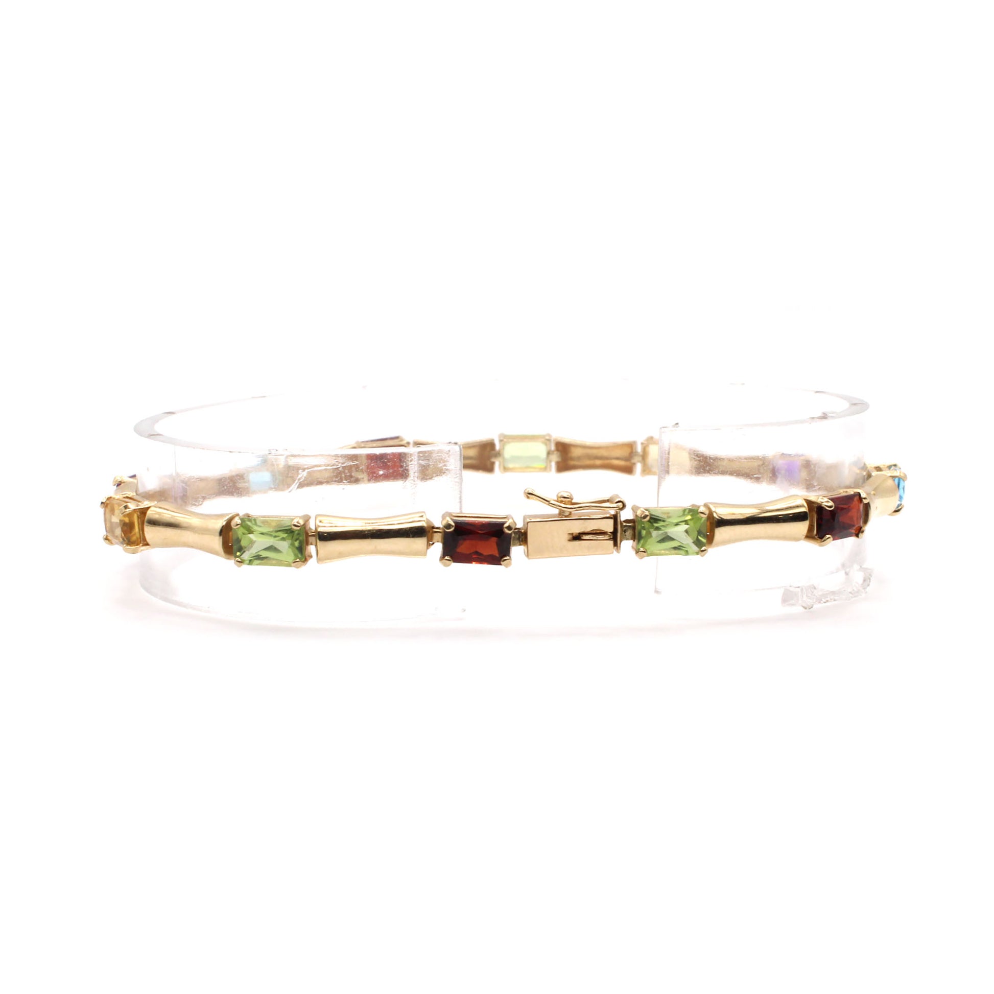 14k Yellow Gold Multi Gemstone Bracelet 7.75 Inches