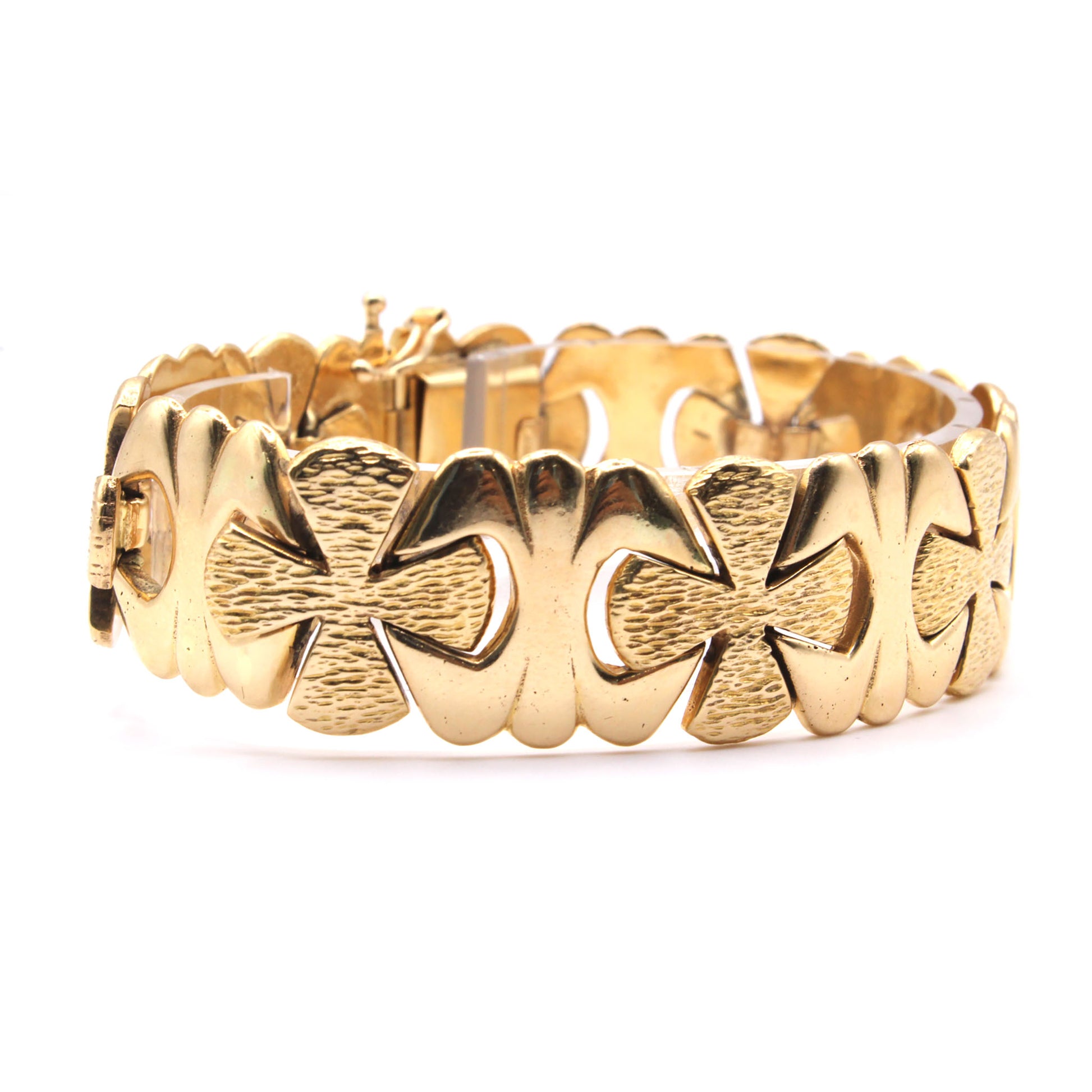 18k Yellow Gold Fancy Link Bracelet 8 Inches