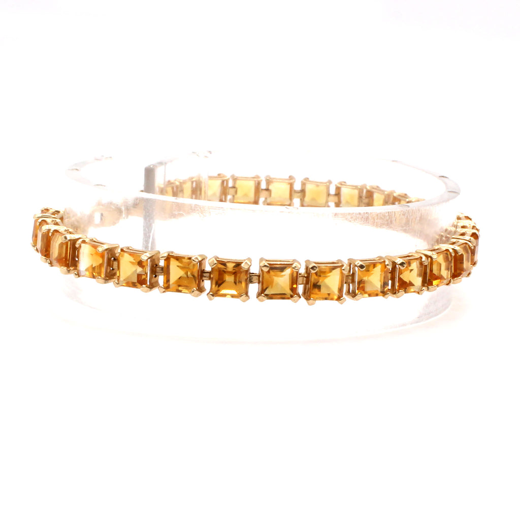 14k Yellow Gold Asher Cut Citrine Tennis Bracelet 6.75 Inches
