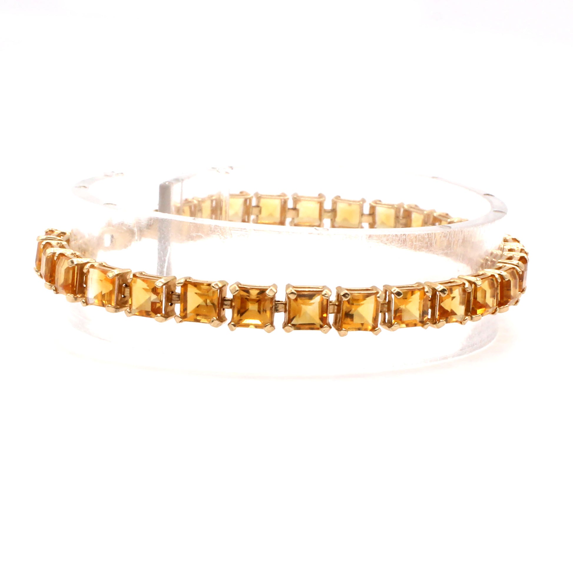 14k Yellow Gold Asher Cut Citrine Tennis Bracelet 6.75 Inches