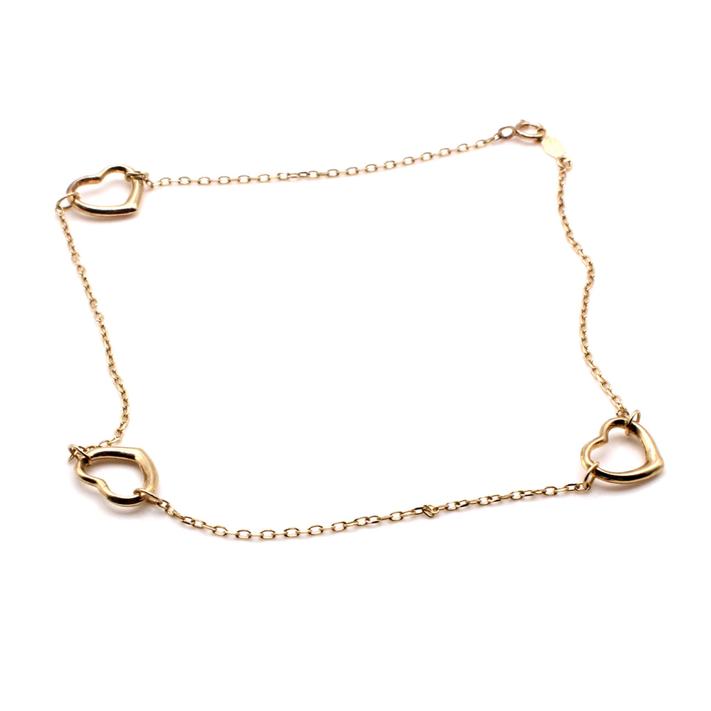 14k Yellow Gold Heart Bracelet 10 Inches