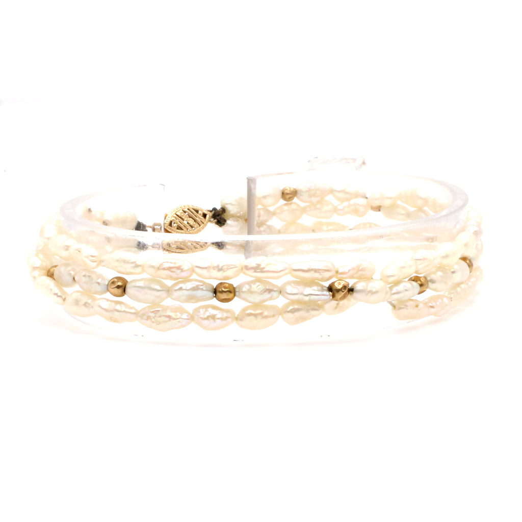 14k Yellow Gold Pearl Beaded Bracelet
