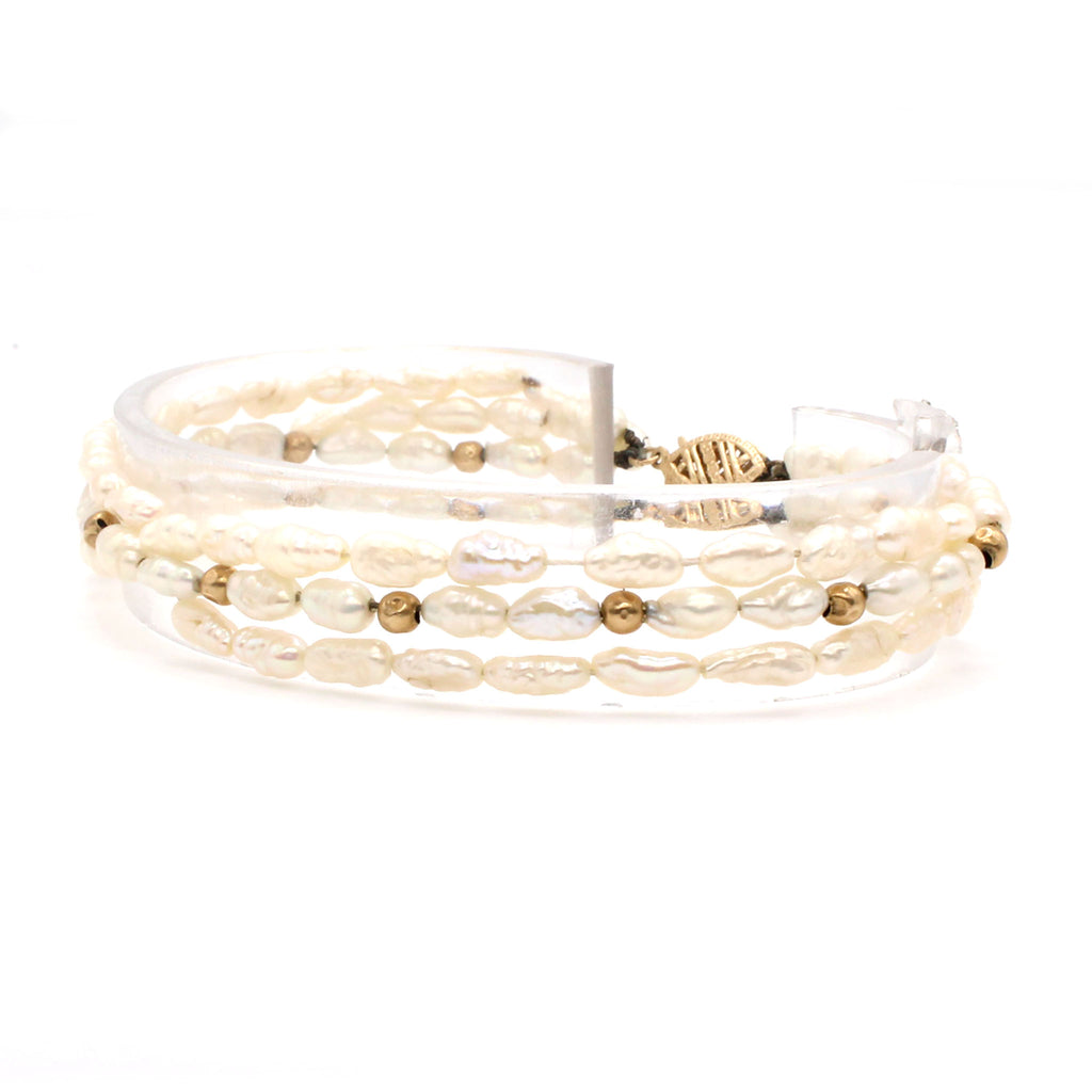 14k Yellow Gold Pearl Beaded Bracelet