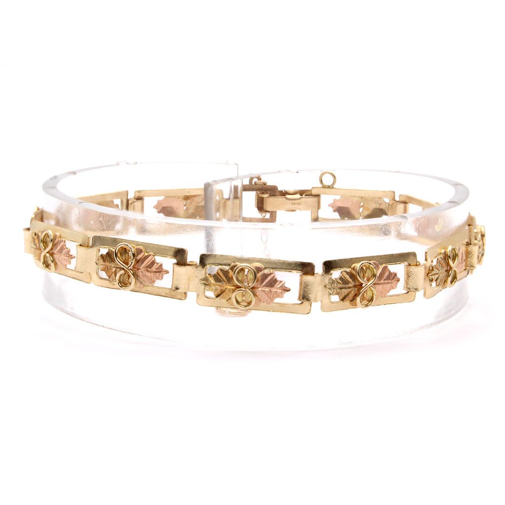 14k Yellow Gold Black Hills Gold Bracelet 7.5 Inches