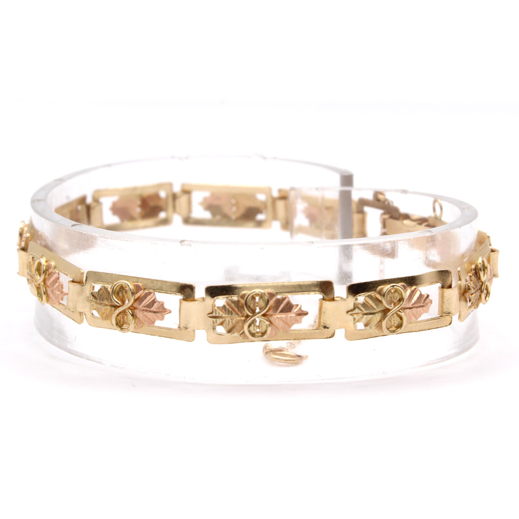 14k Yellow Gold Black Hills Gold Bracelet 7.5 Inches