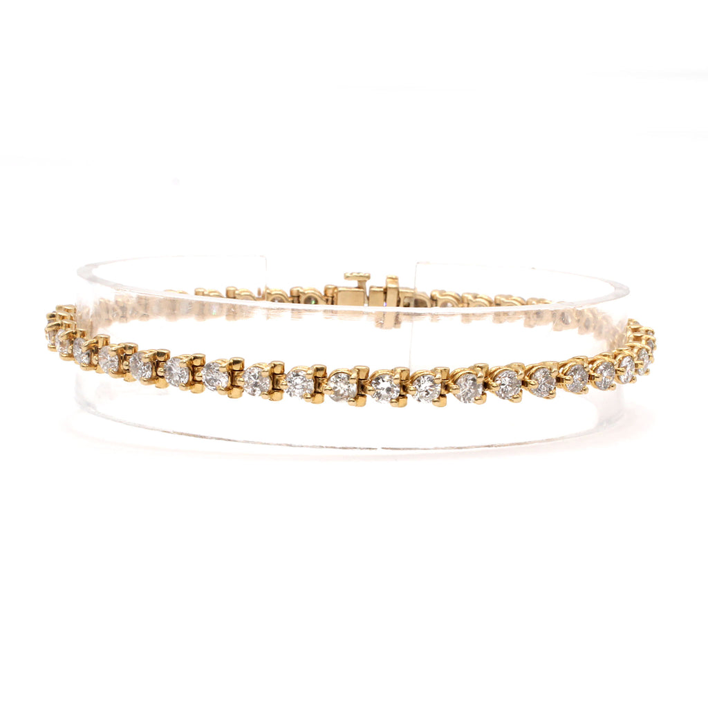 14k Yellow Gold 4.10 cttw Round Diamond Tennis Bracelet