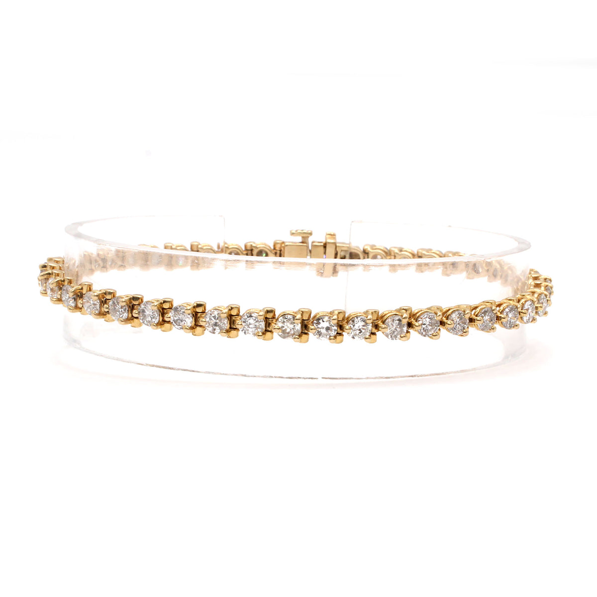 14k Yellow Gold 4.10 cttw Round Diamond Tennis Bracelet