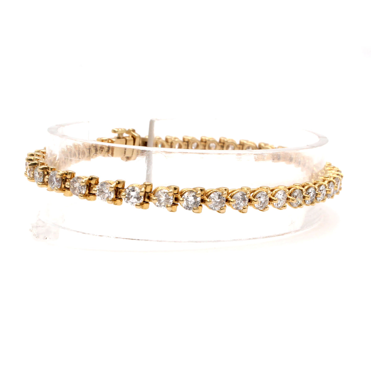 14k Yellow Gold 4.10 cttw Round Diamond Tennis Bracelet