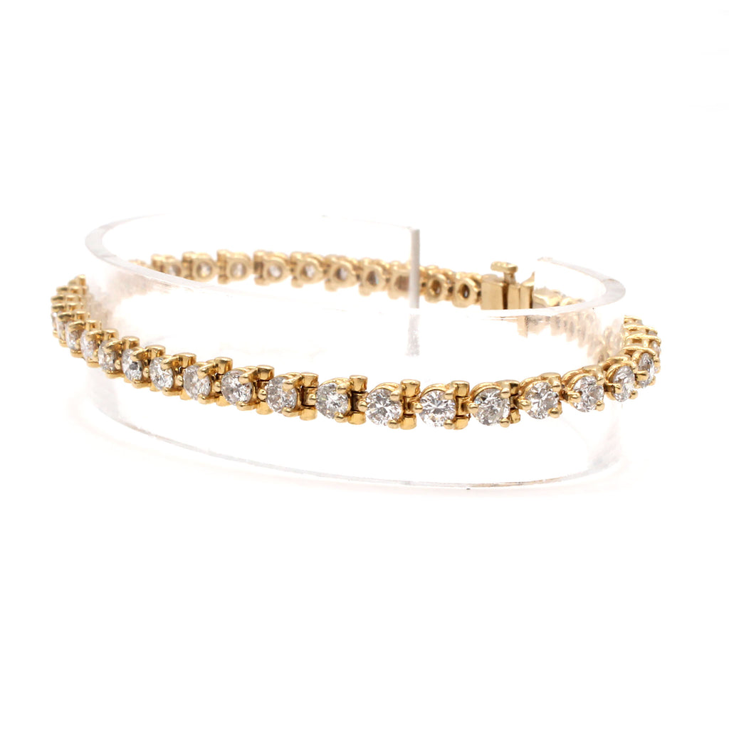 14k Yellow Gold 4.10 cttw Round Diamond Tennis Bracelet