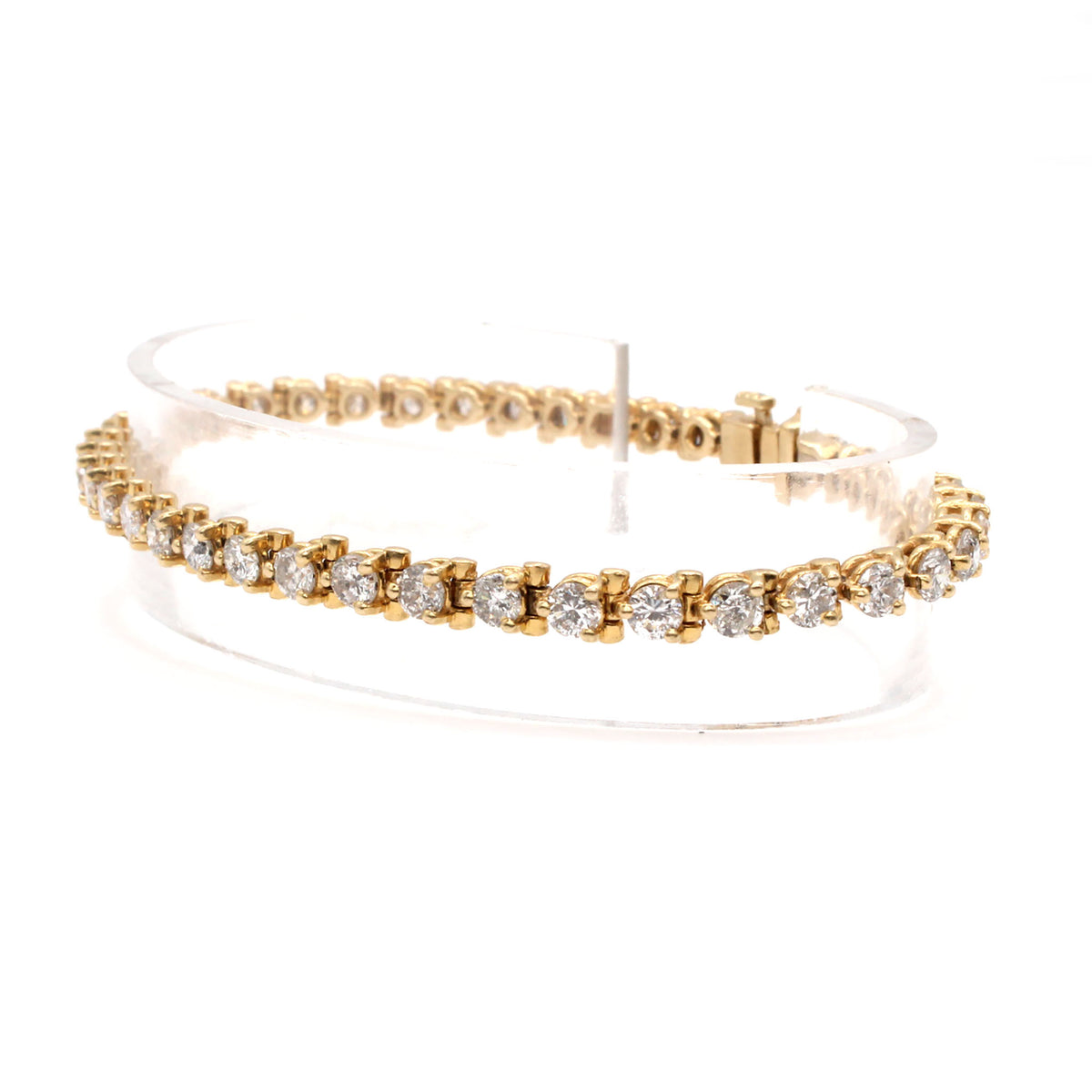 14k Yellow Gold 4.10 cttw Round Diamond Tennis Bracelet
