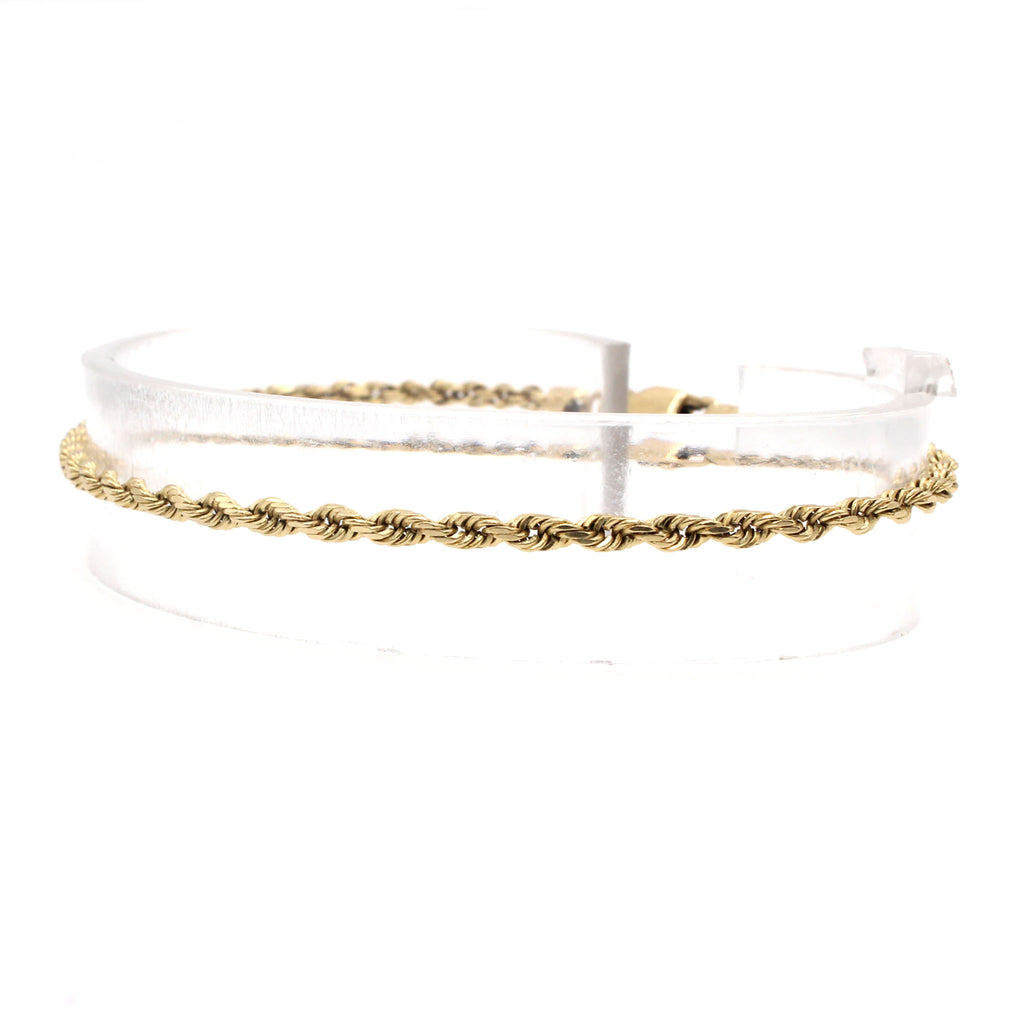 14k Yellow Gold Rope Bracelet 7.5 Inches