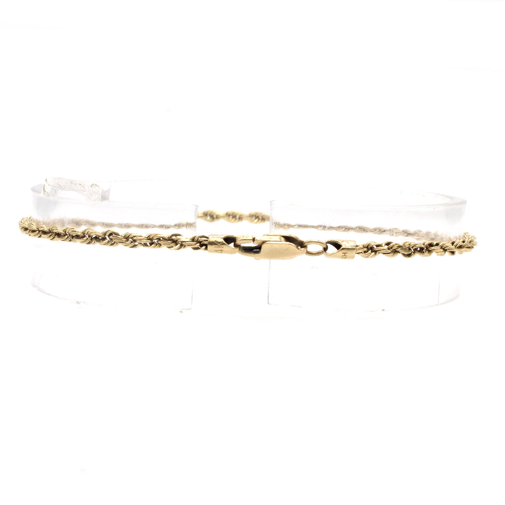 14k Yellow Gold Rope Bracelet 7.5 Inches