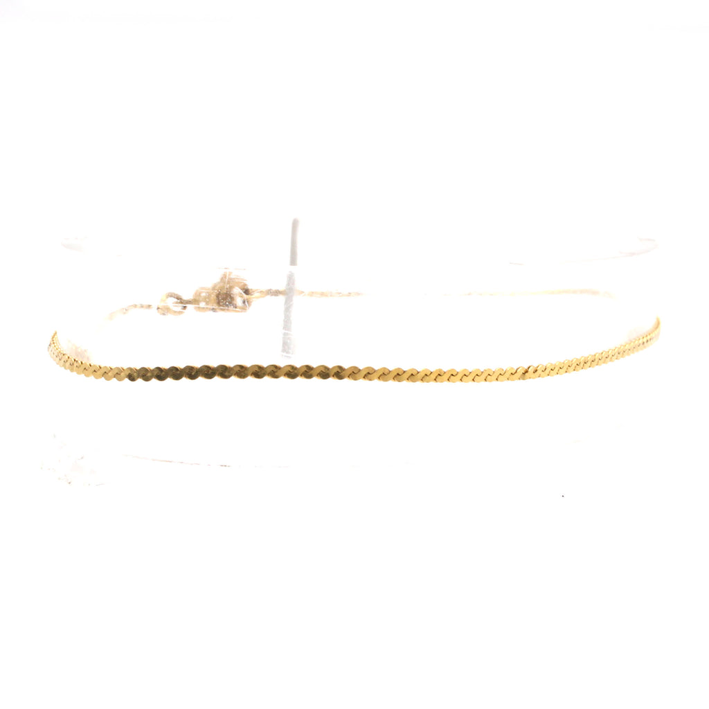 14k Yellow Flat Link Thin Bracelet 7 Inches