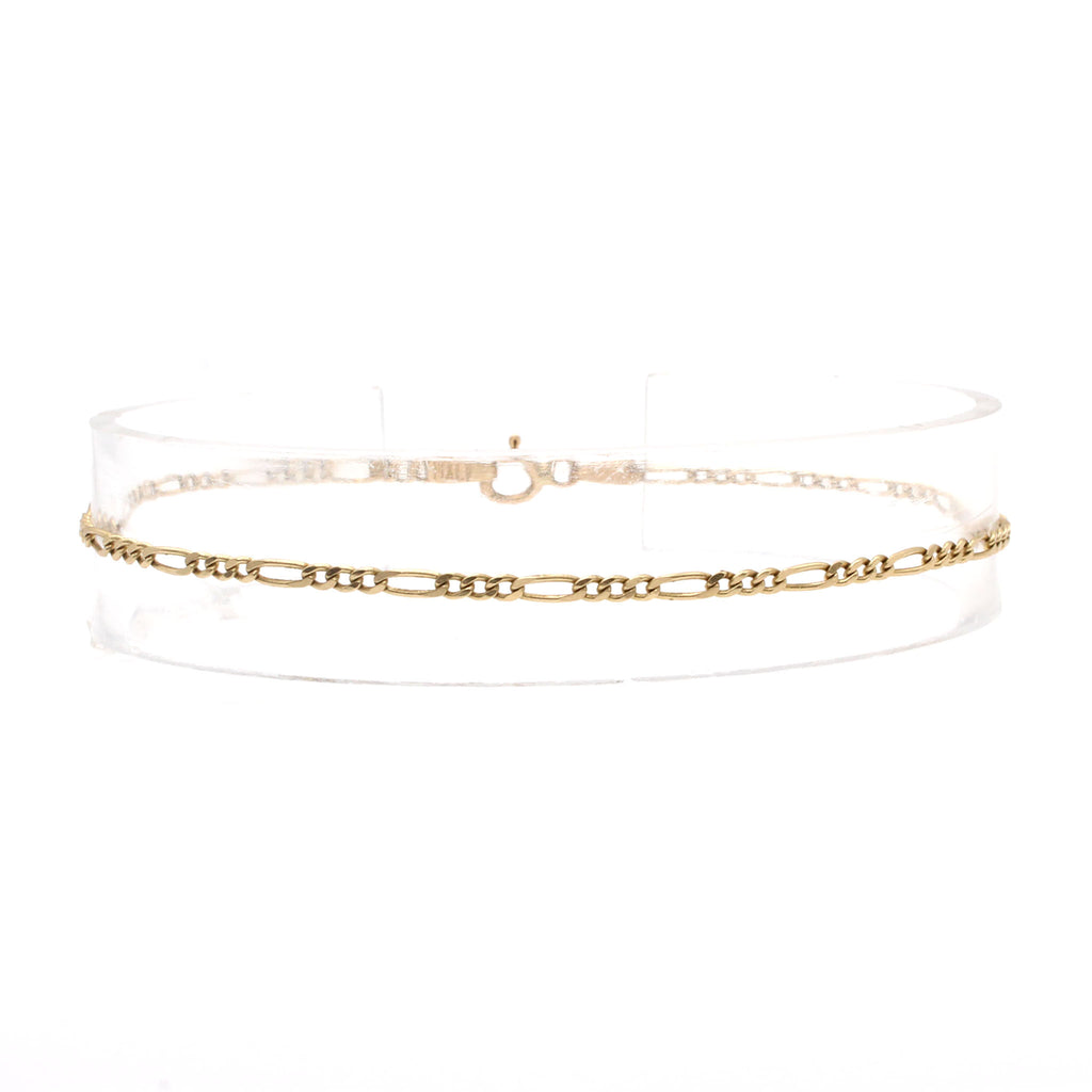 14k Yellow Gold Figaro Link Bracelet 6.5 Inches