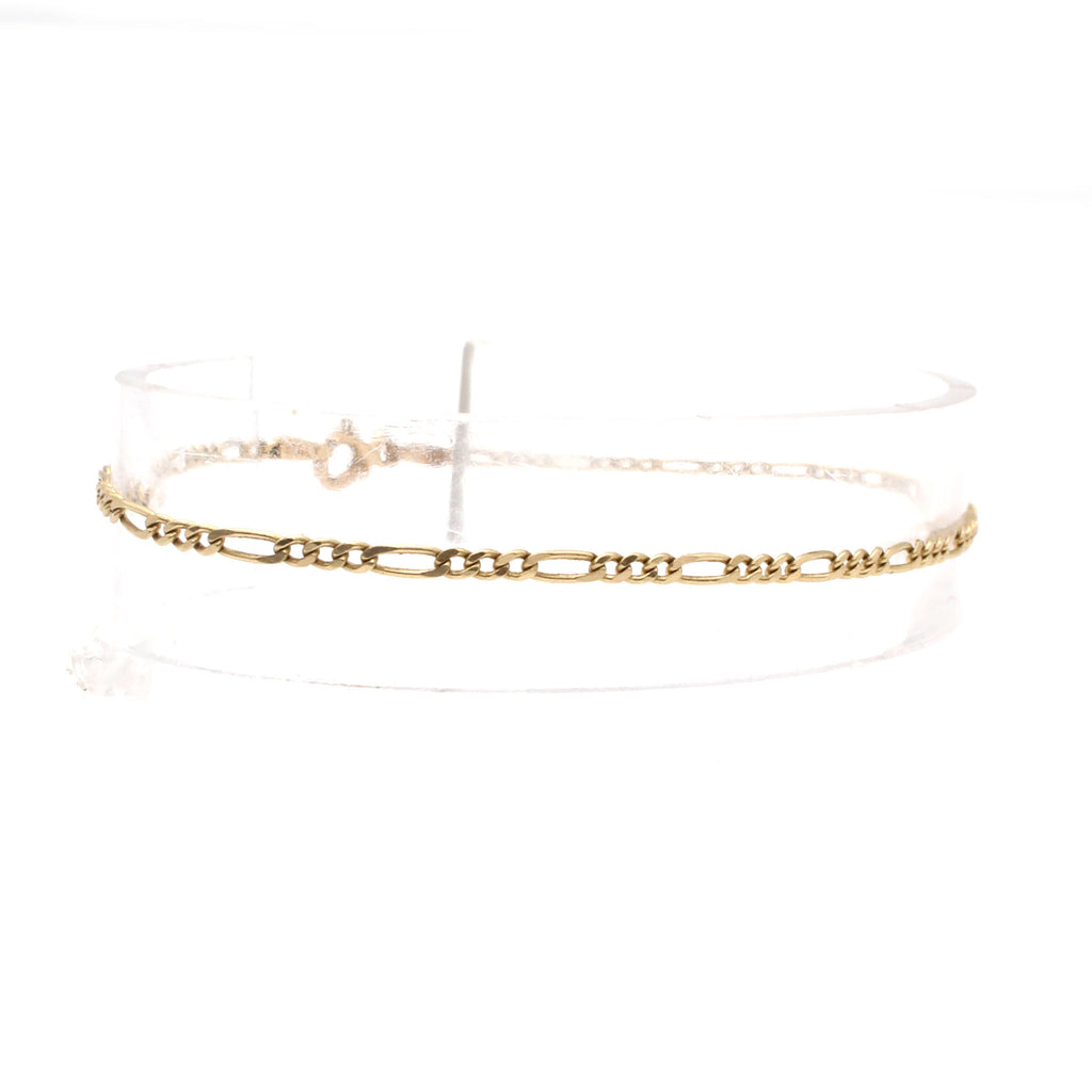 14k Yellow Gold Figaro Link Bracelet 6.5 Inches