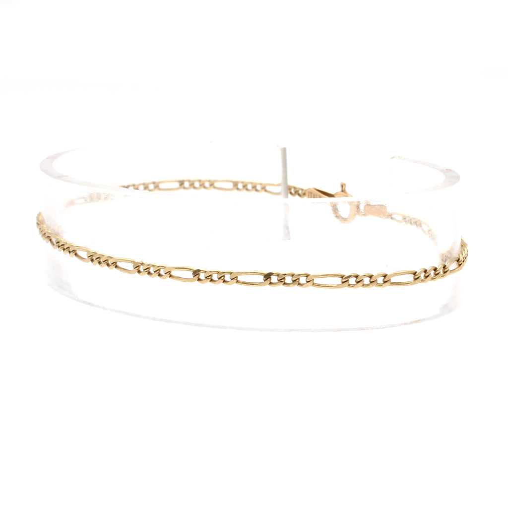 14k Yellow Gold Figaro Link Bracelet 6.5 Inches