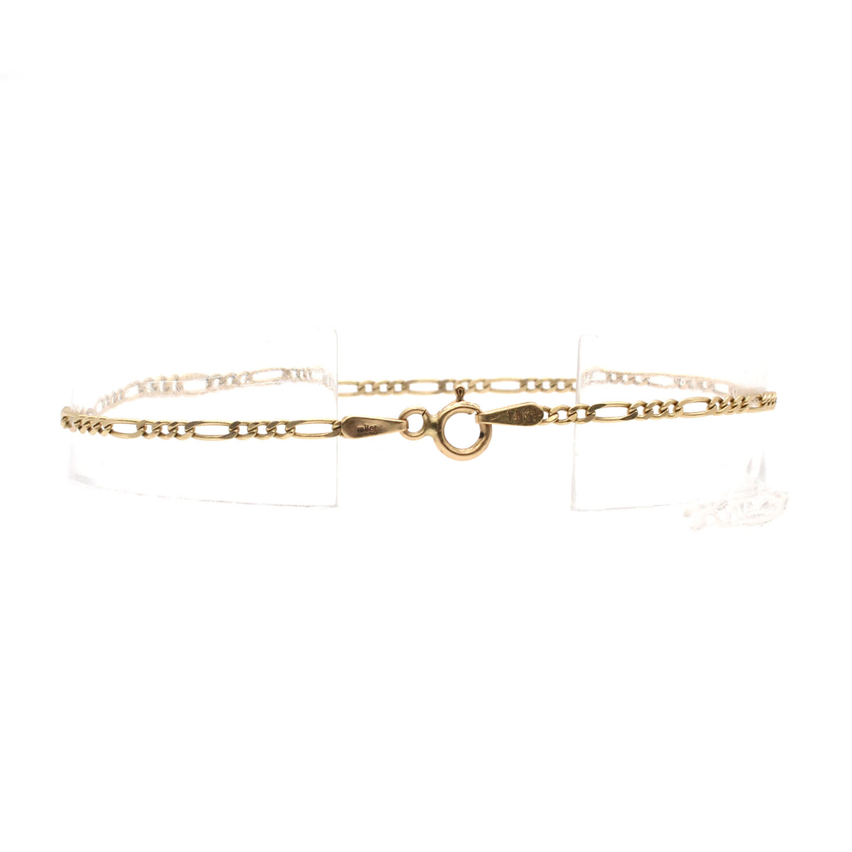 14k Yellow Gold Figaro Link Bracelet 6.5 Inches