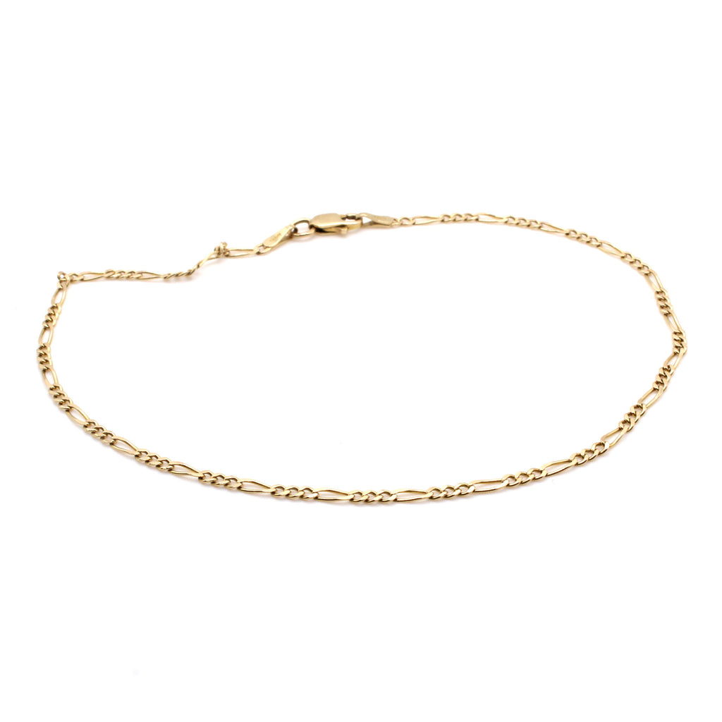 14k Yellow Gold Figaro Link Bracelet 9.25 Inches