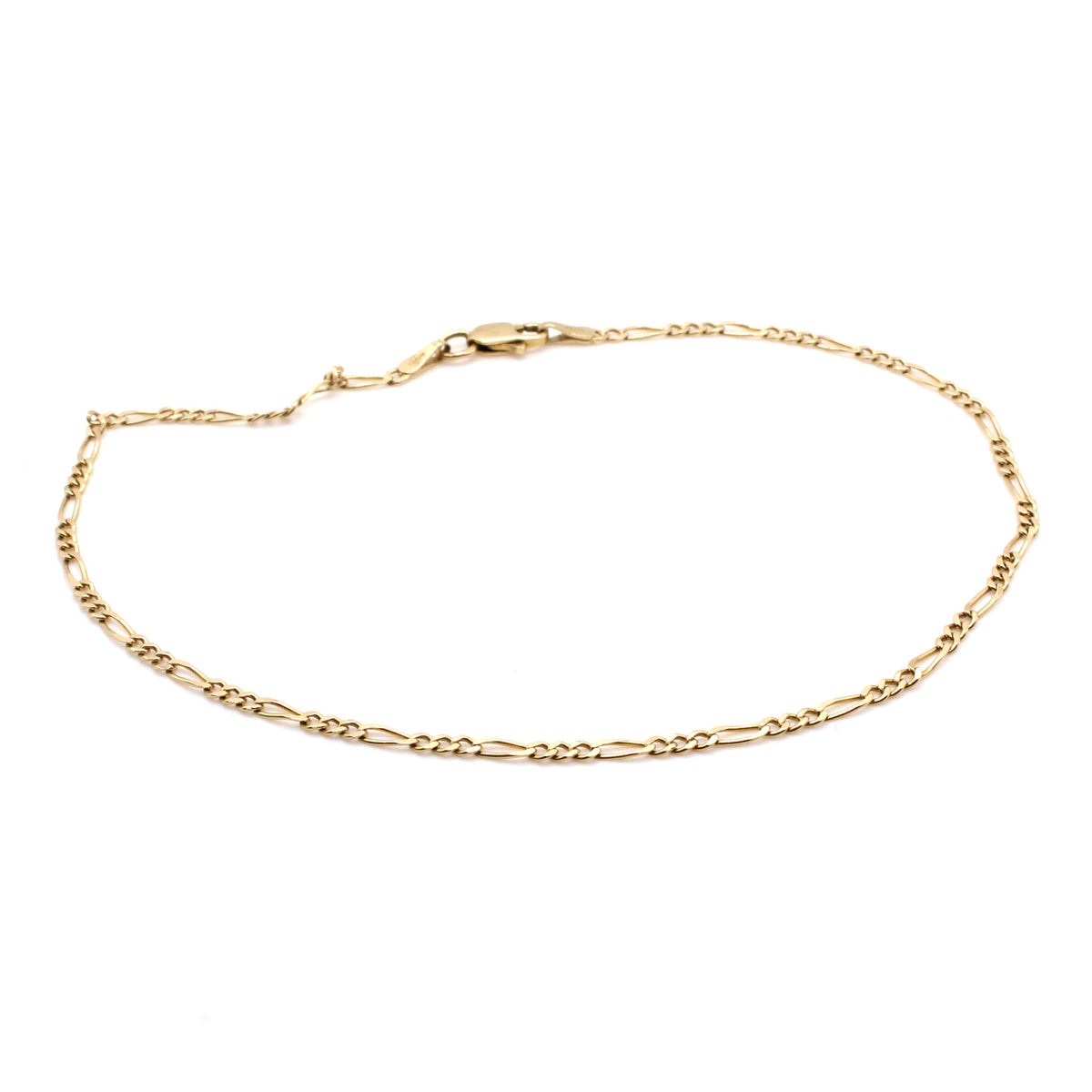 14k Yellow Gold Figaro Link Bracelet 9.25 Inches
