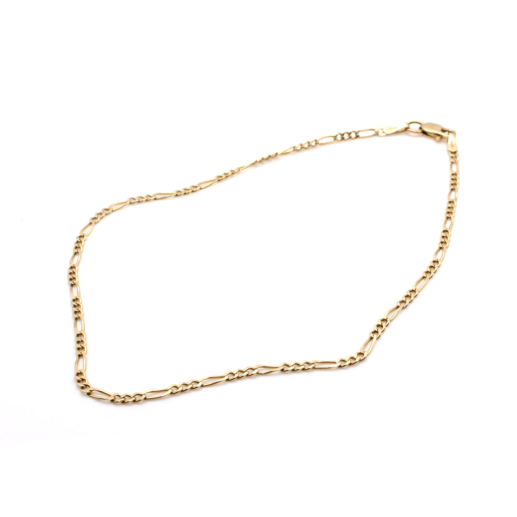 14k Yellow Gold Figaro Link Bracelet 9.25 Inches