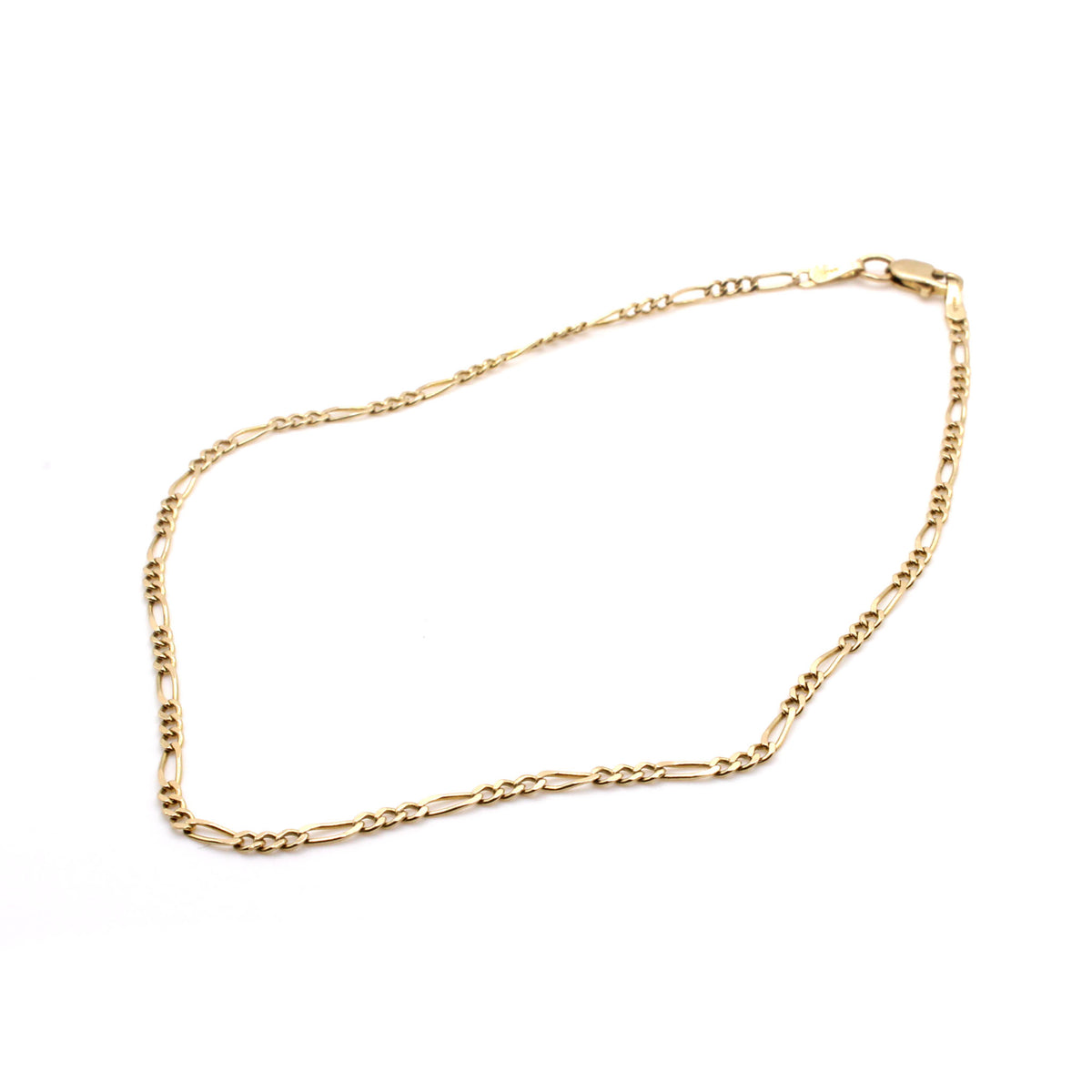 14k Yellow Gold Figaro Link Bracelet 9.25 Inches