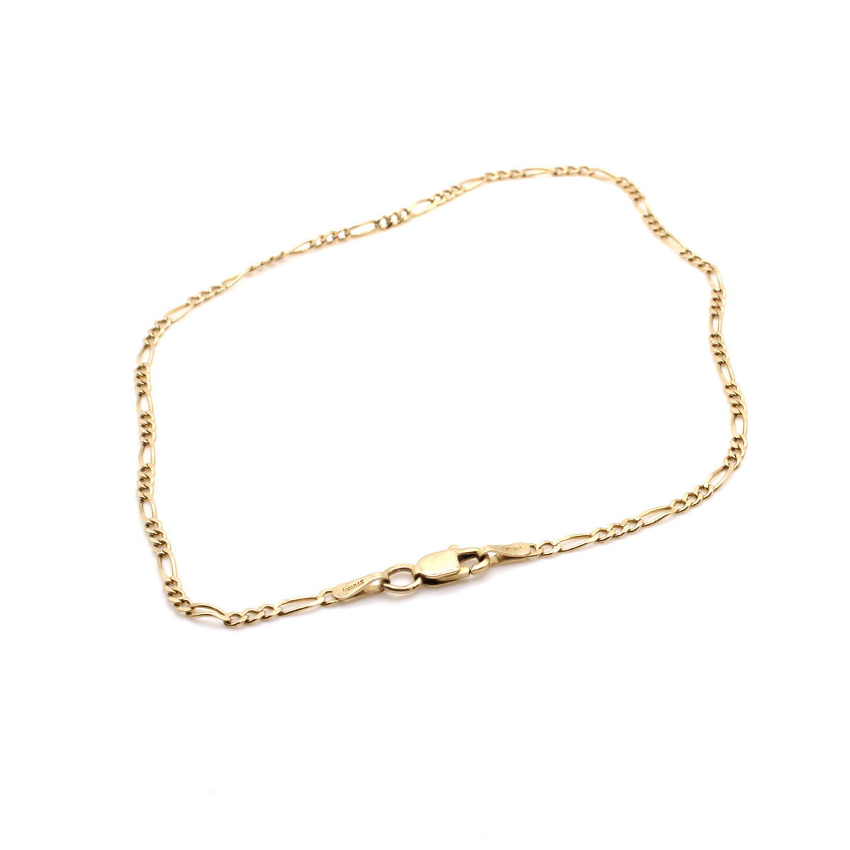 14k Yellow Gold Figaro Link Bracelet 9.25 Inches