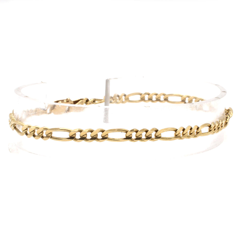 14k Yellow Gold Figaro Link Bracelet 8 Inches