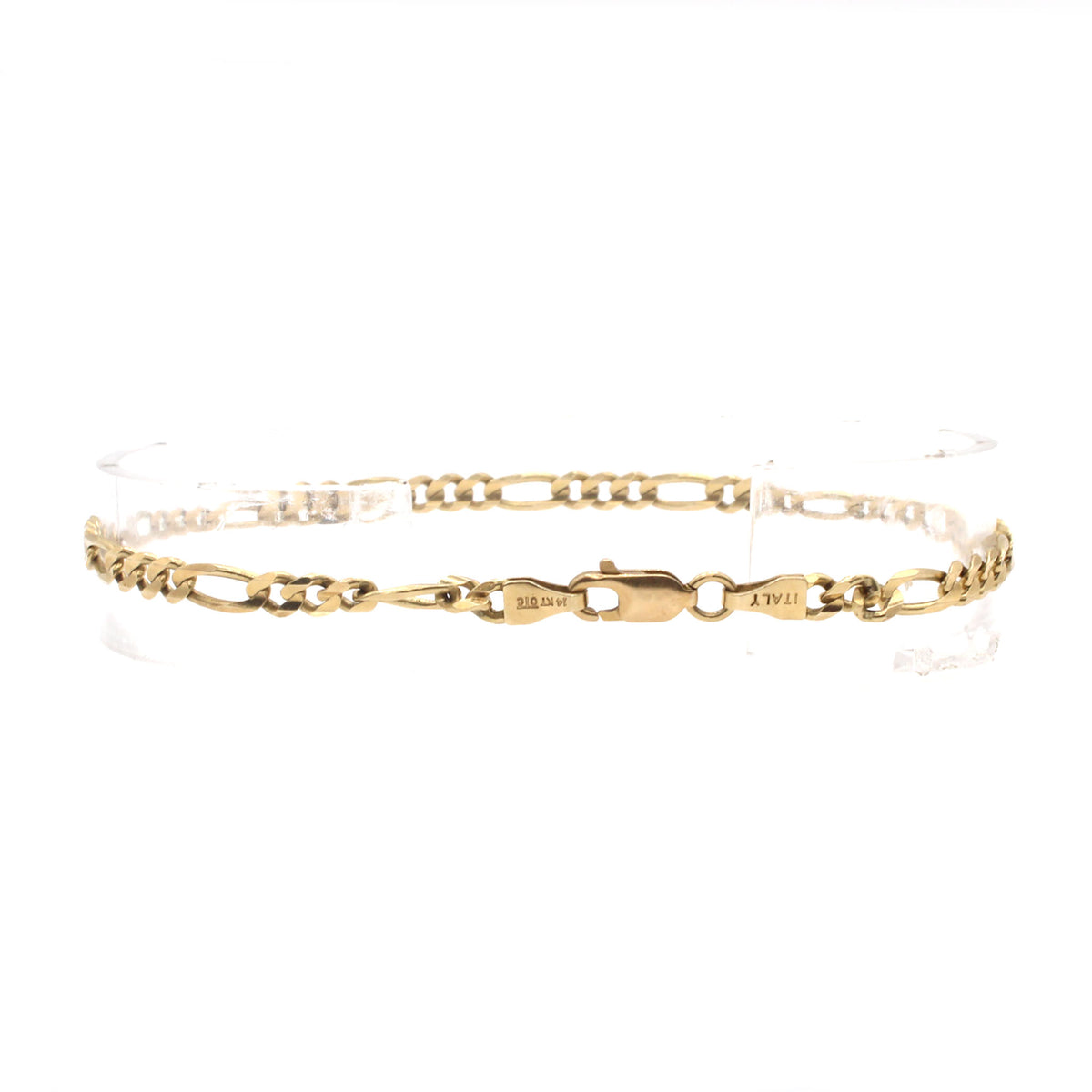14k Yellow Gold Figaro Link Bracelet 8 Inches