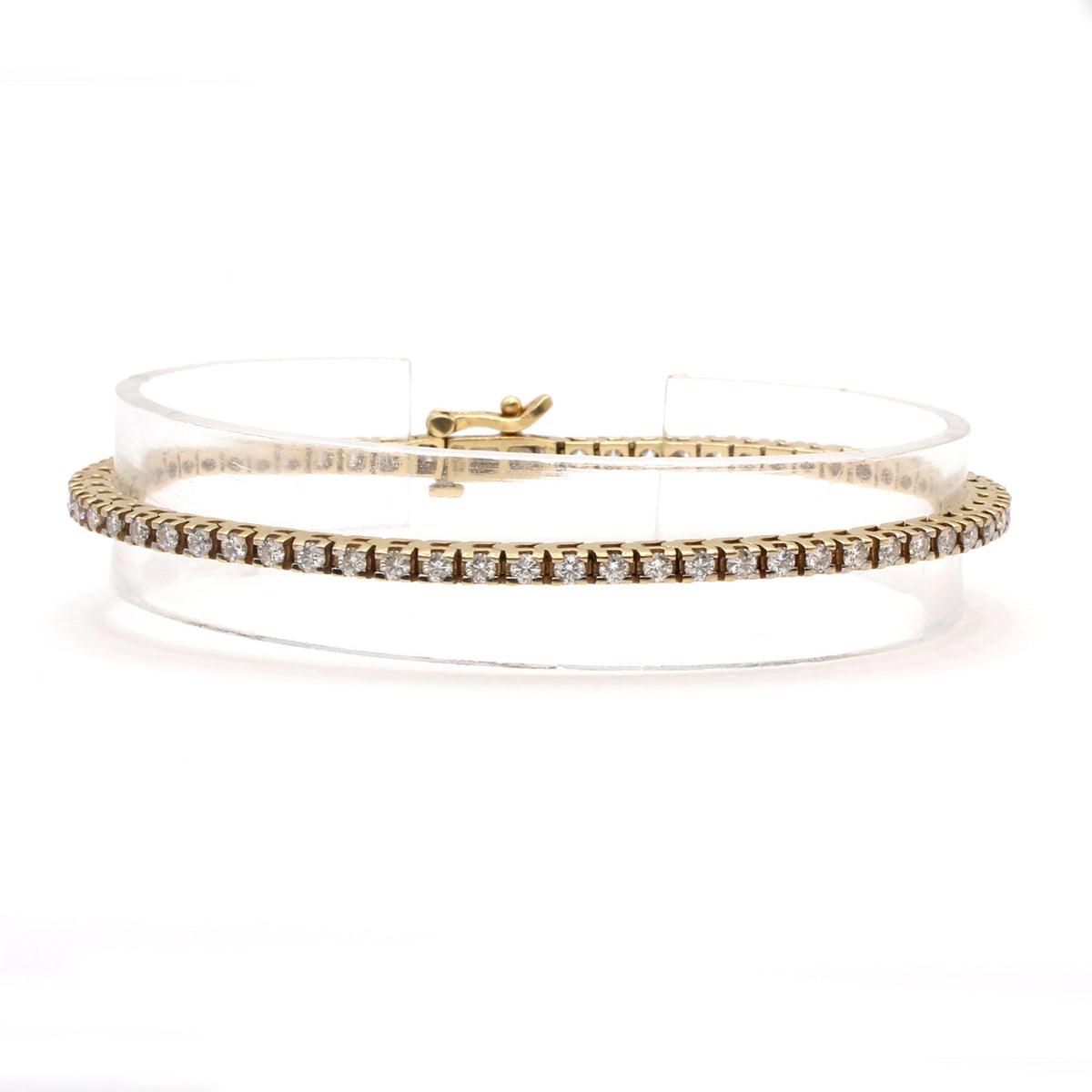 14k Yellow Gold 1.82cttw Round Diamond Tennis Bracelet