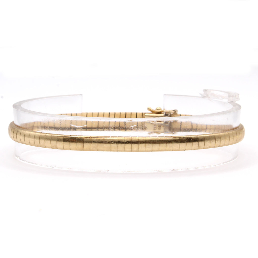 14k Yellow Gold Smooth Omega Bracelet 7.5 Inches
