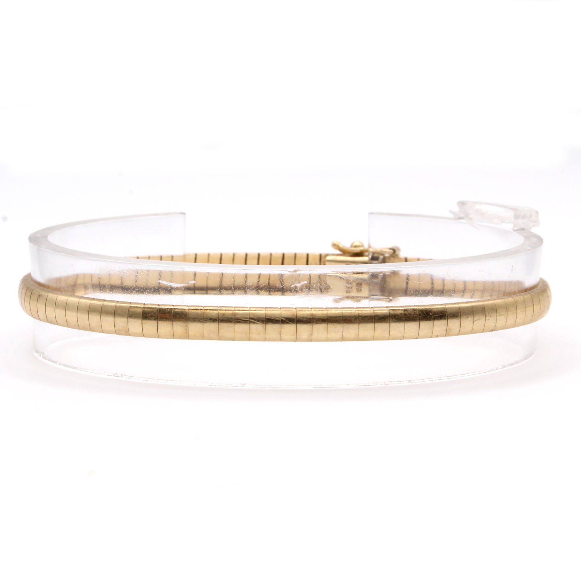 14k Yellow Gold Smooth Omega Bracelet 7.5 Inches
