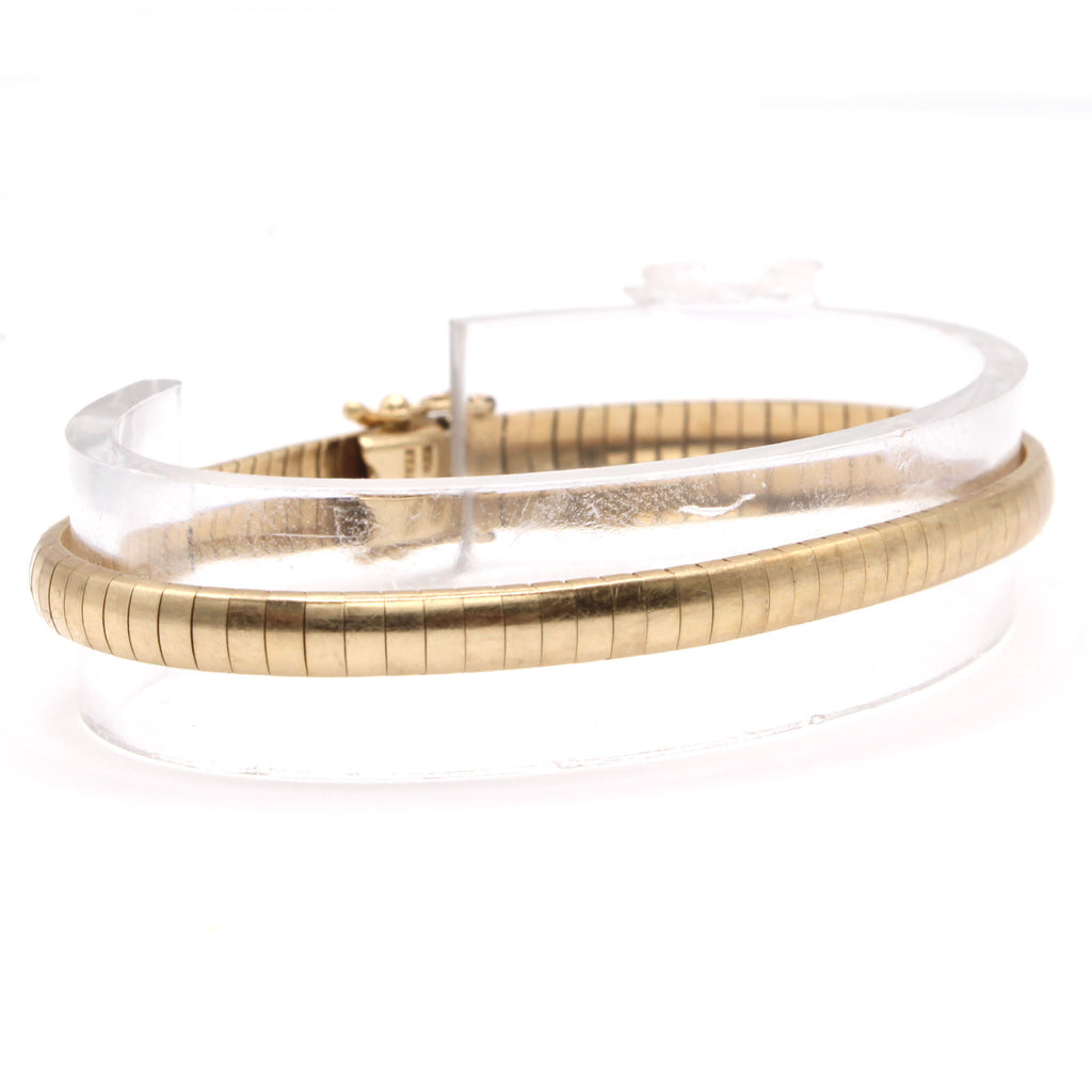 14k Yellow Gold Smooth Omega Bracelet 7.5 Inches