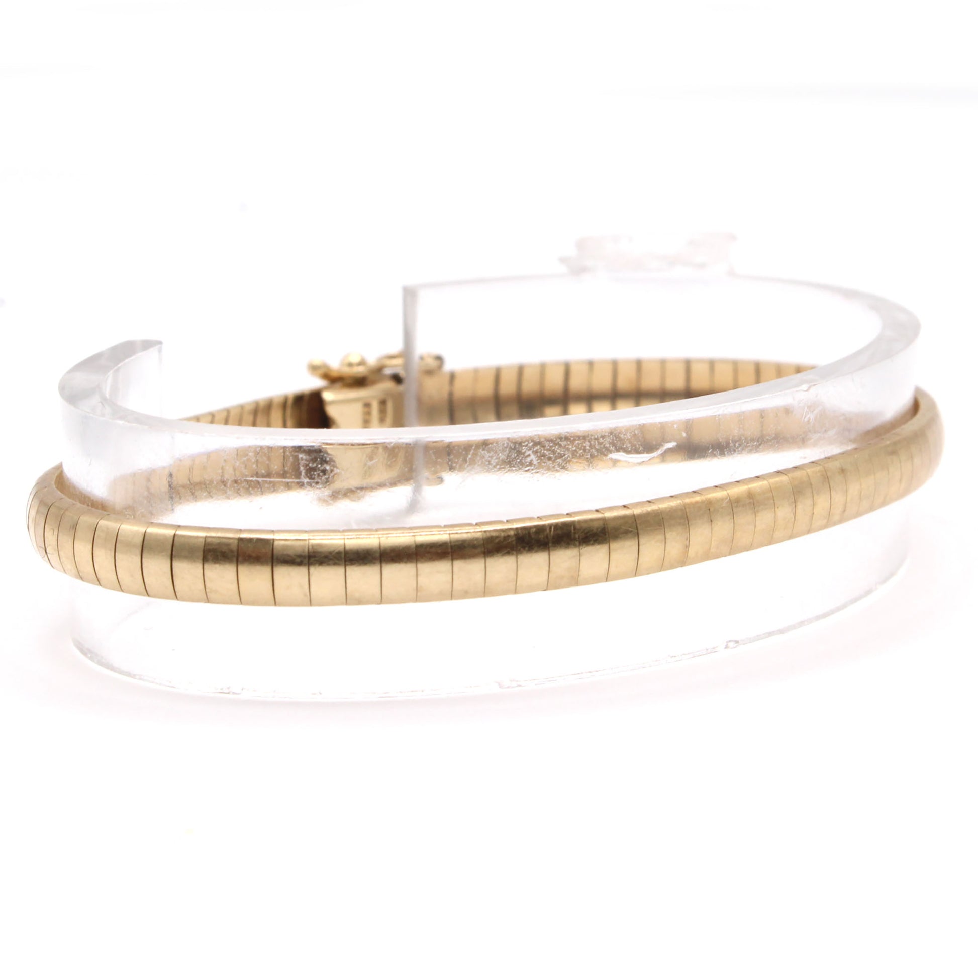 14k Yellow Gold Smooth Omega Bracelet 7.5 Inches