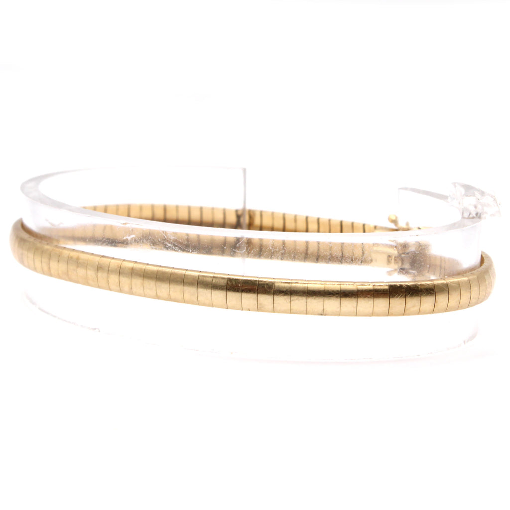 14k Yellow Gold Smooth Omega Bracelet 7.5 Inches