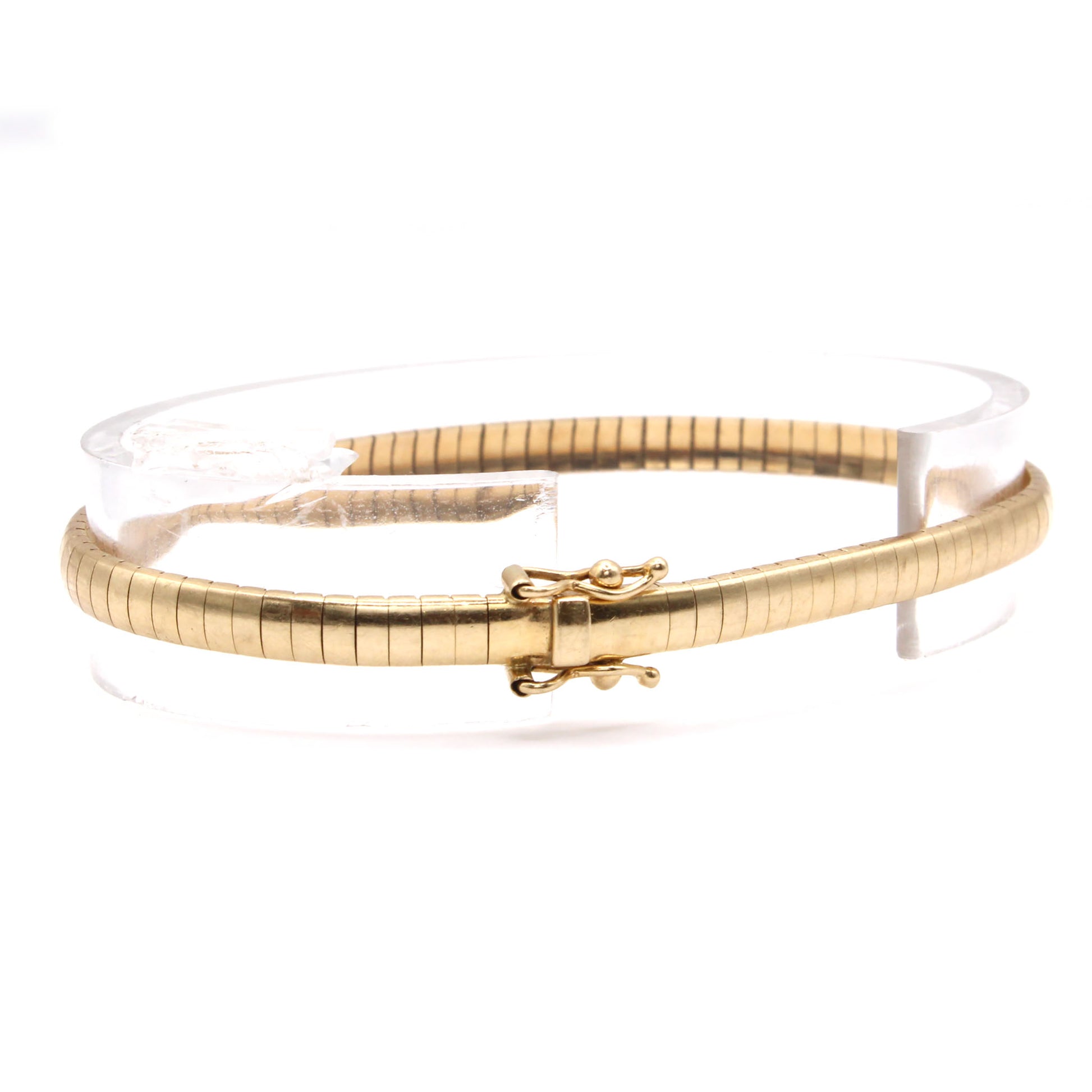 14k Yellow Gold Smooth Omega Bracelet 7.5 Inches