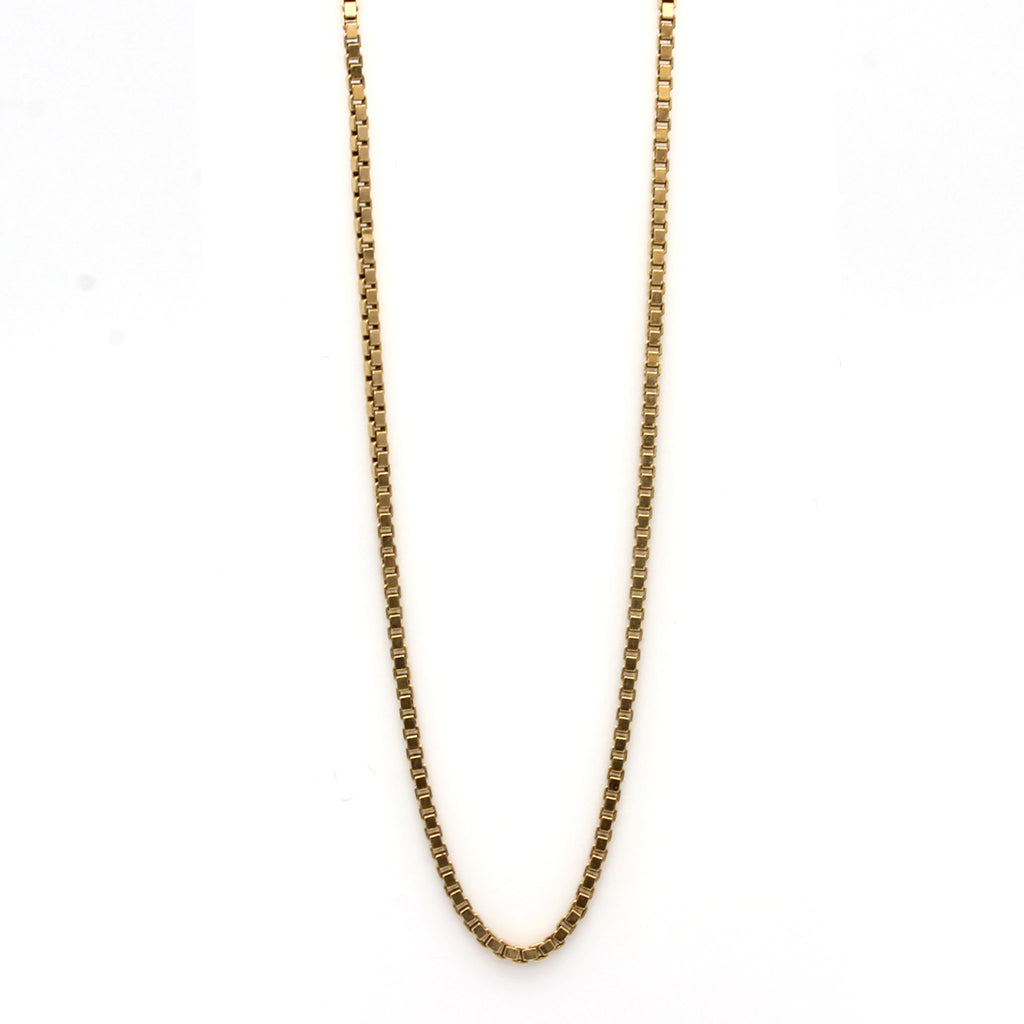 14k Yellow Gold Box Chain Necklace 24 Inches