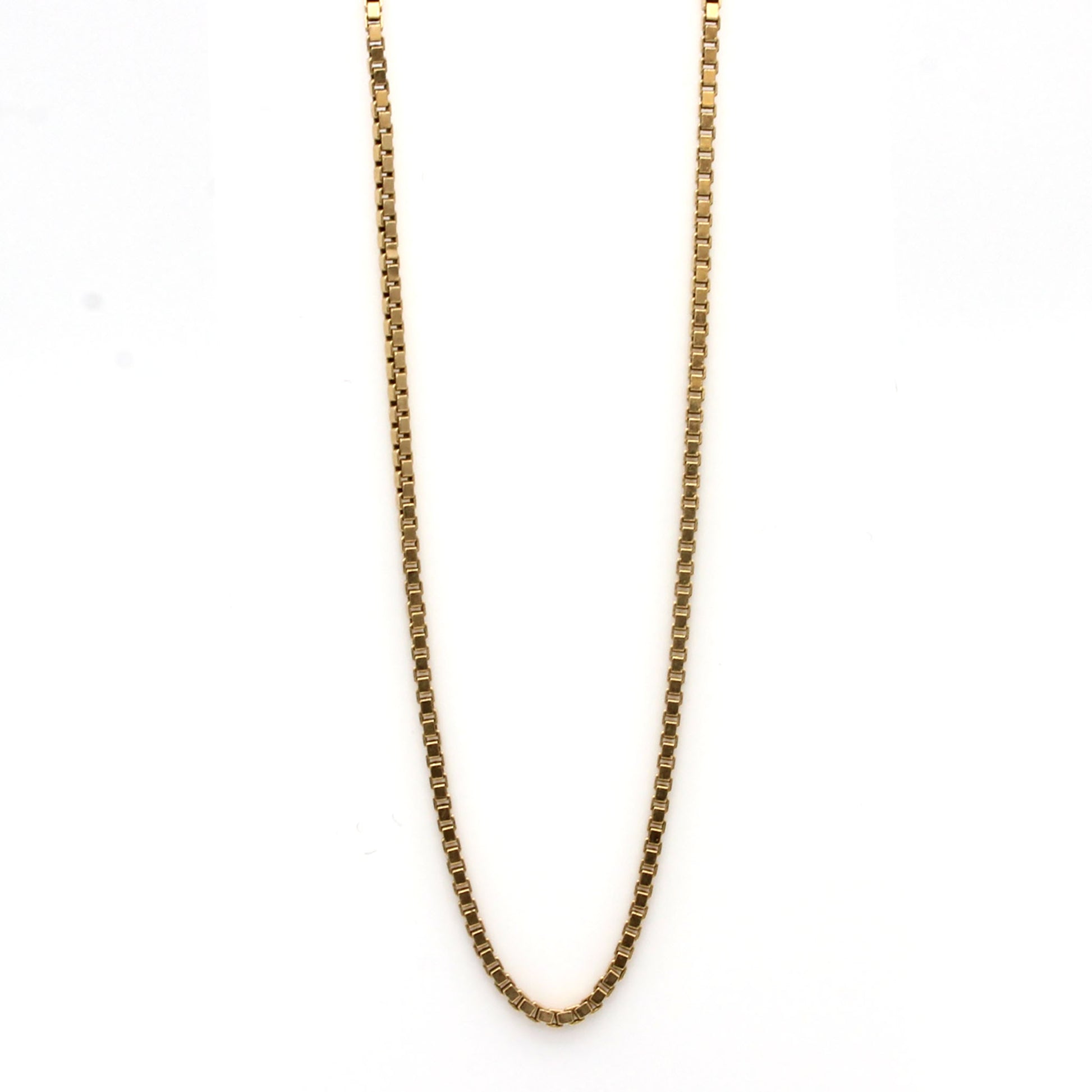 14k Yellow Gold Box Chain Necklace 24 Inches