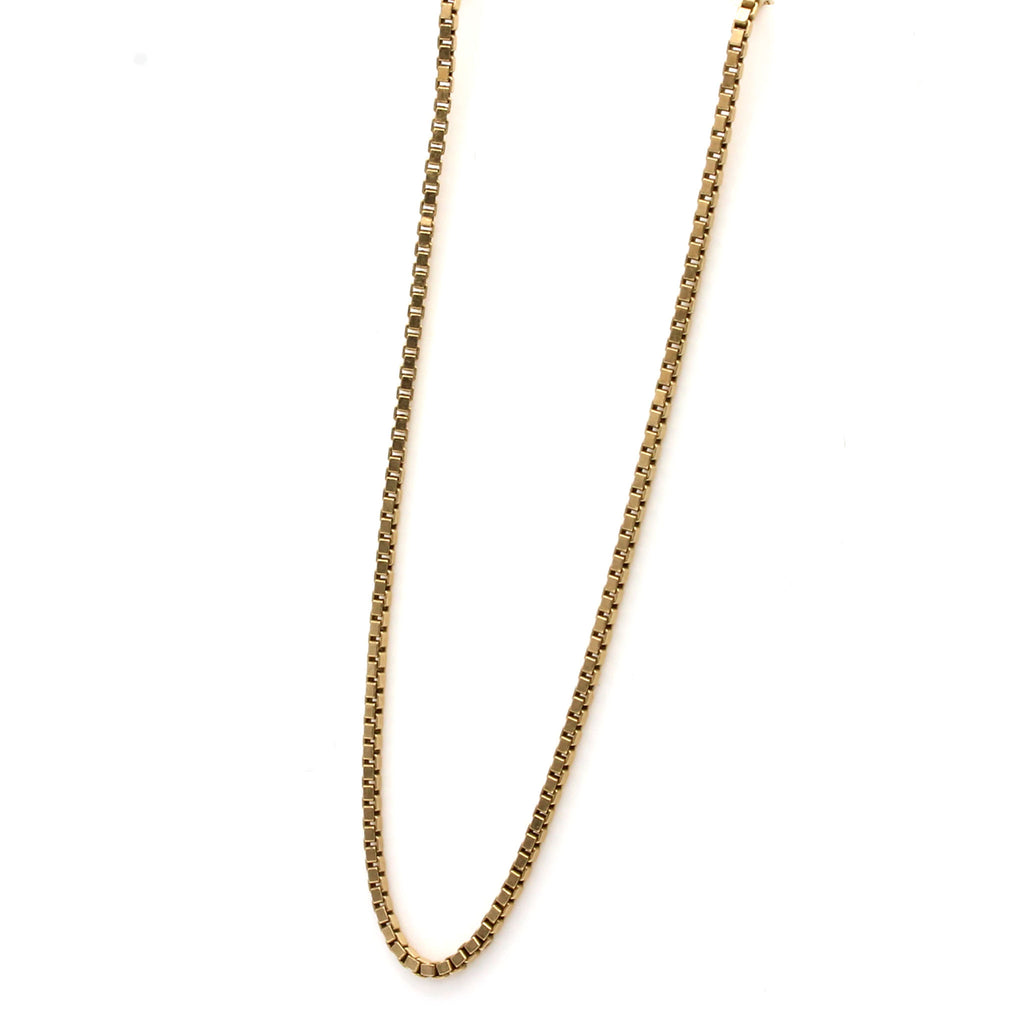 14k Yellow Gold Box Chain Necklace 24 Inches