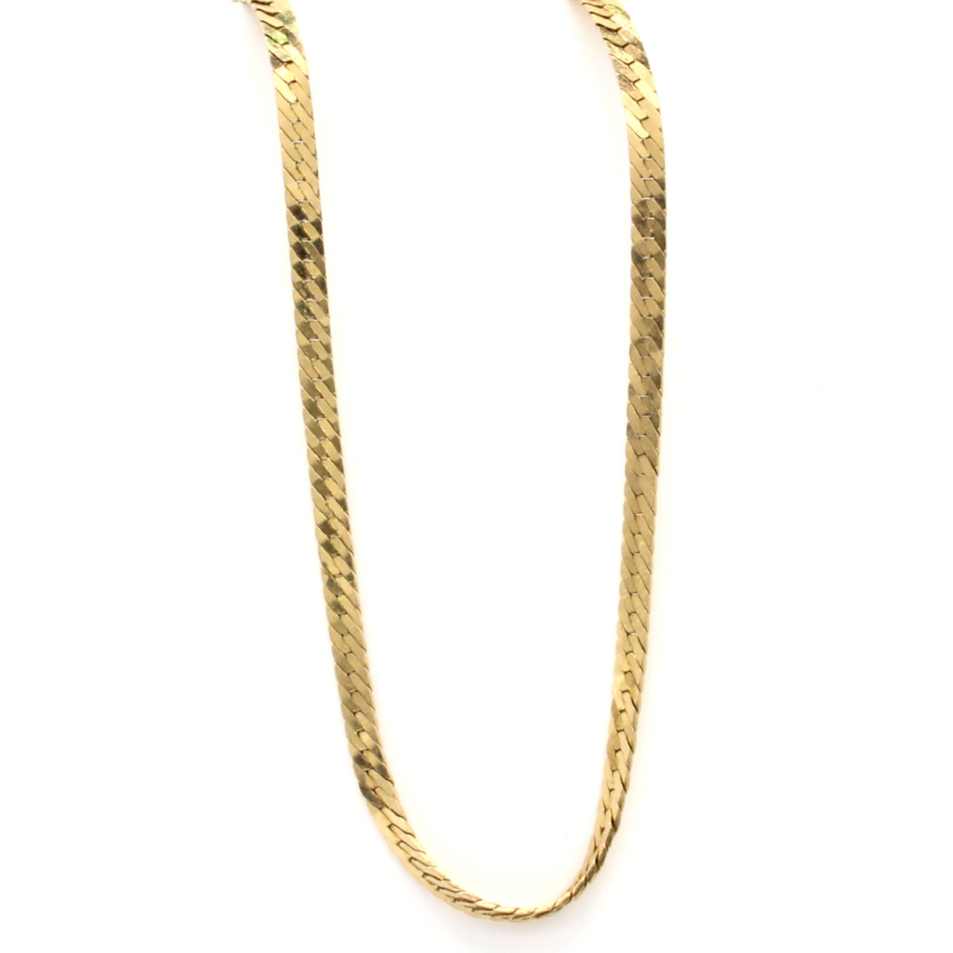 14k Yellow Gold Flat Link Chain Necklace 18 Inches