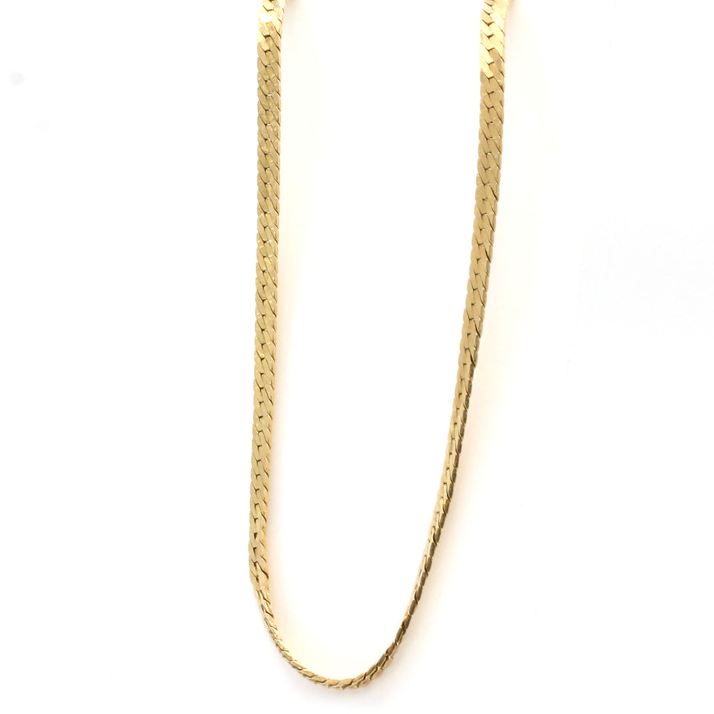 14k Yellow Gold Flat Link Chain Necklace 18 Inches