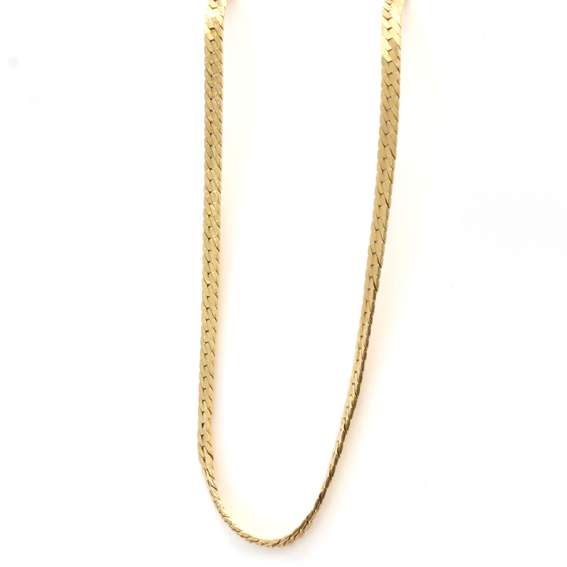 14k Yellow Gold Flat Link Chain Necklace 18 Inches