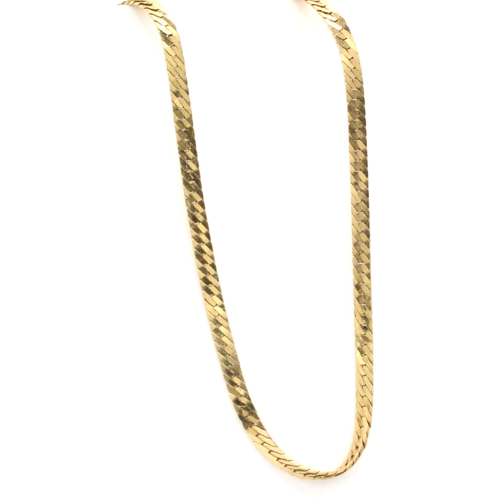14k Yellow Gold Flat Link Chain Necklace 18 Inches