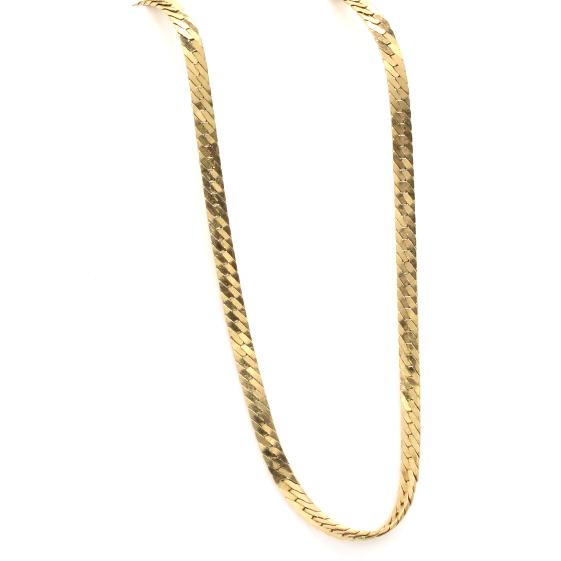 14k Yellow Gold Flat Link Chain Necklace 18 Inches