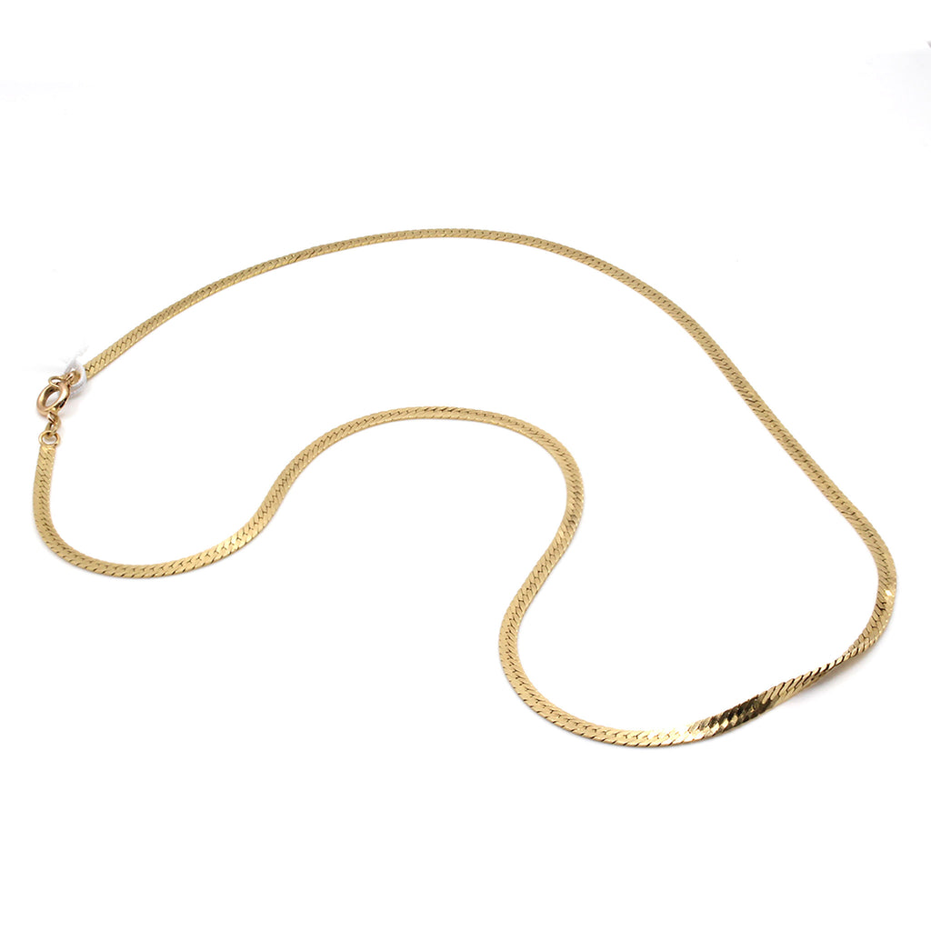 14k Yellow Gold Flat Link Chain Necklace 18 Inches