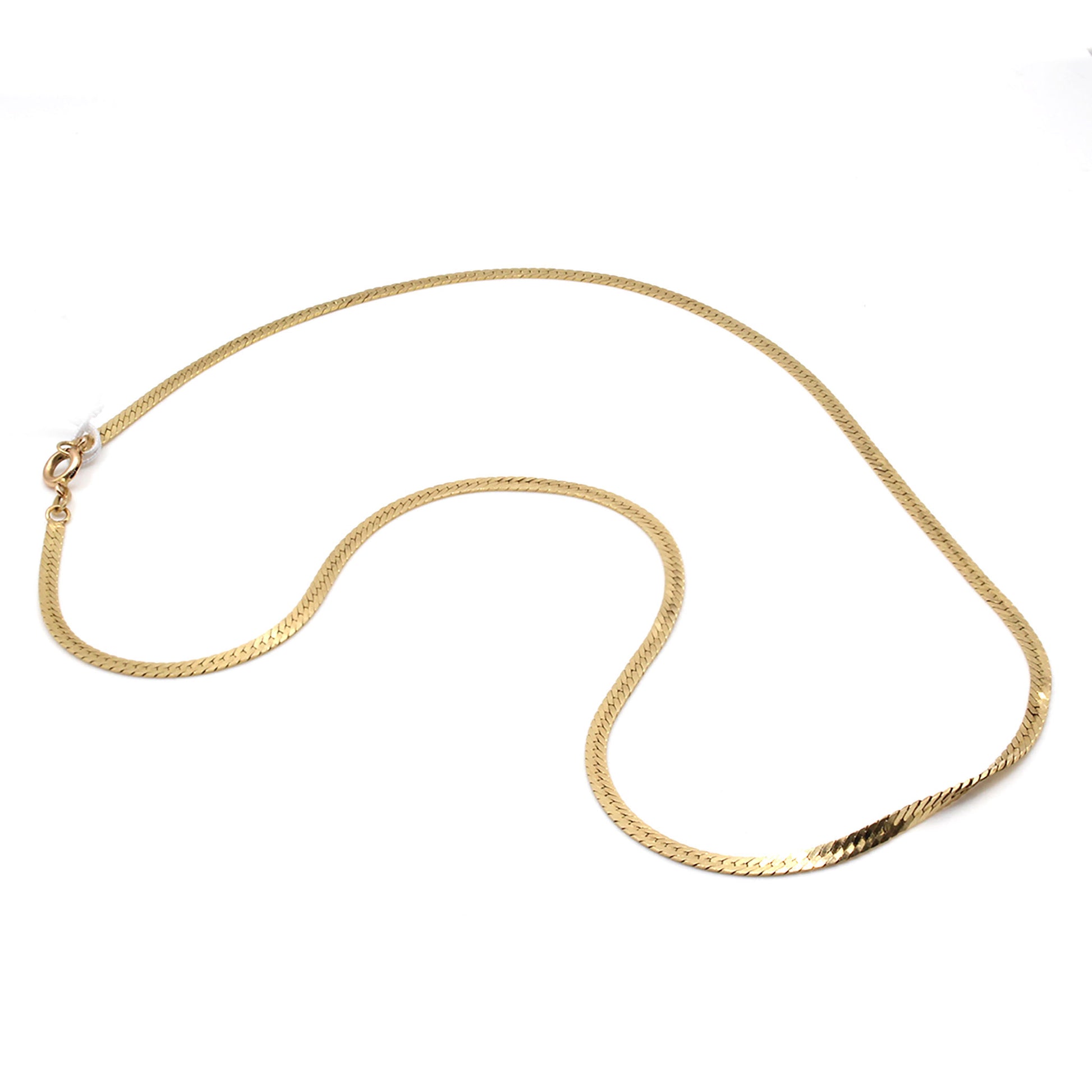 14k Yellow Gold Flat Link Chain Necklace 18 Inches