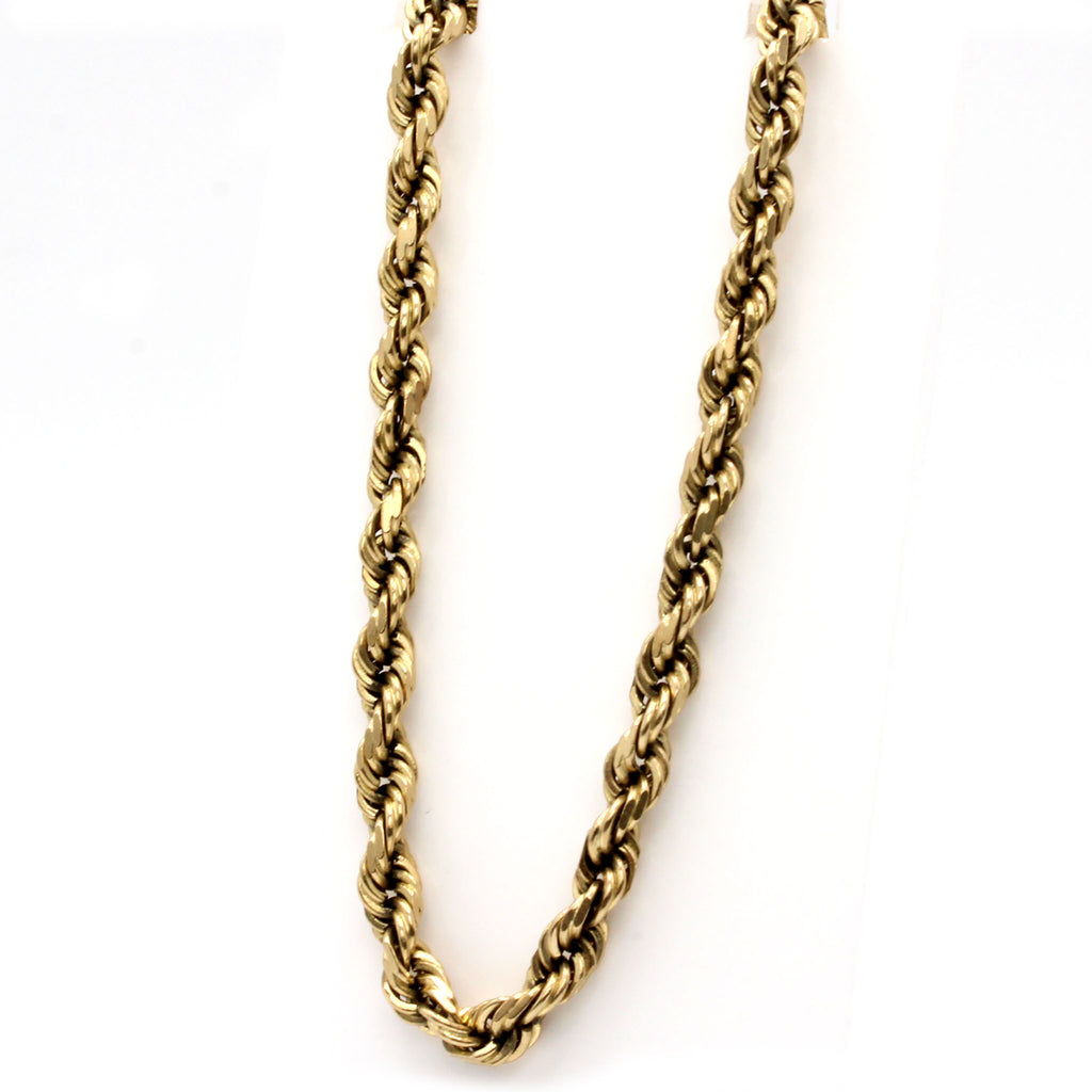 10k Yellow Gold Rope Chain Necklace 20 Inches