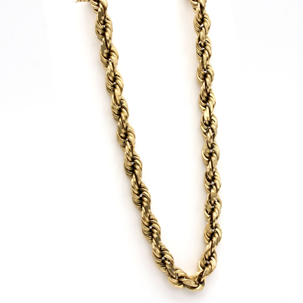 10k Yellow Gold Rope Chain Necklace 20 Inches