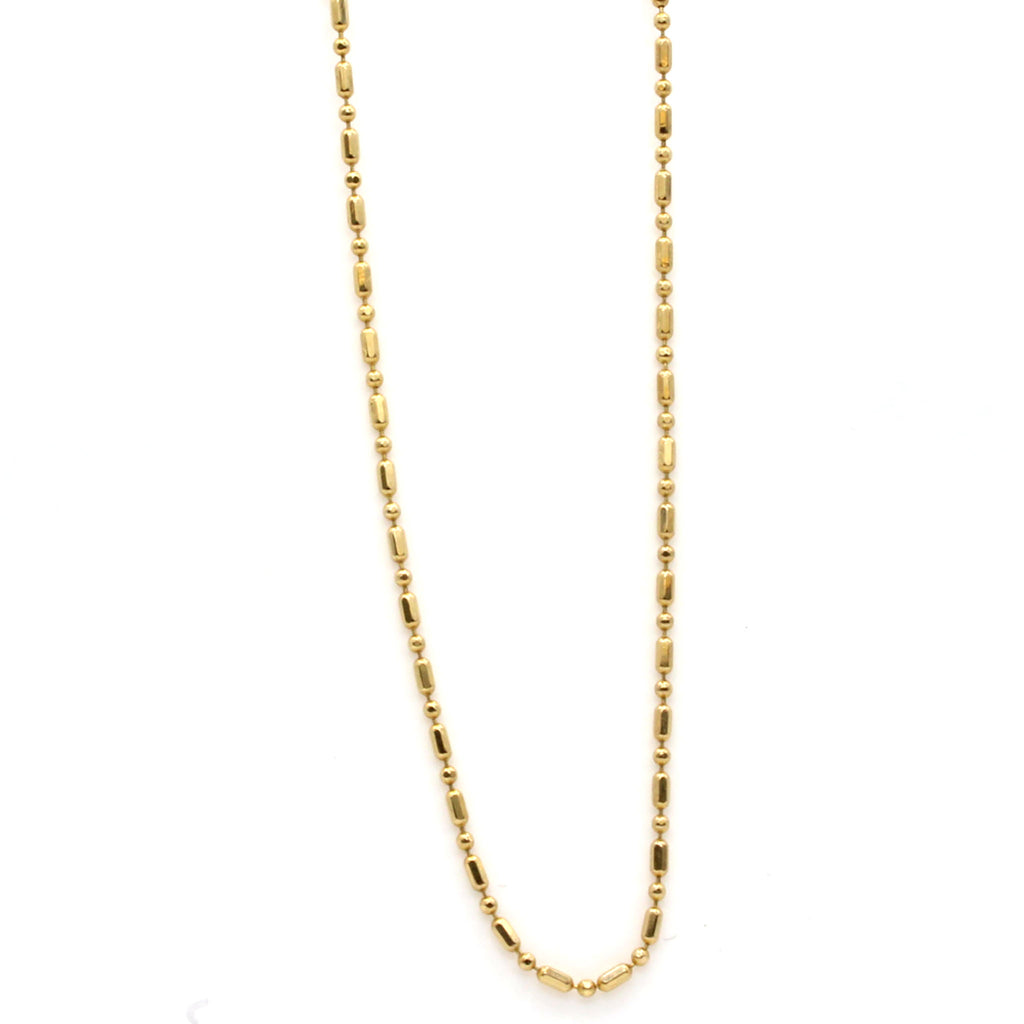 14k Yellow Gold Beaded Chain Necklace 18 Inches